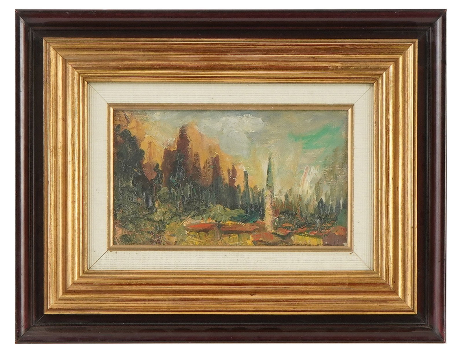 ATTR TO LUIGI CARNEVALI ITALIAN LANDSCAPE OIL PAINTING: Attributed to Luigi Carnevali, Italian, 1884 to 1973, an oil painting on board depicting a landscape. Signed lower right. Framed. Luigi Carnevali was an Italian twentieth century painter known for his