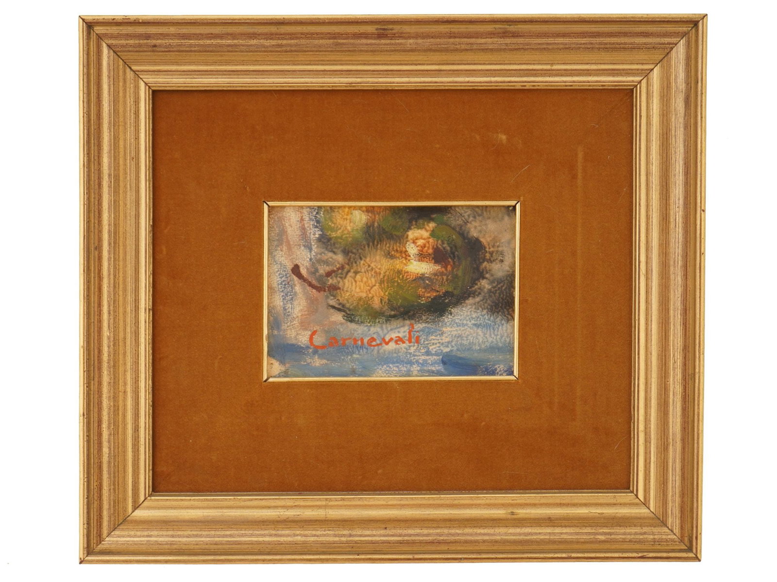 ATTR TO LUIGI CARNEVALI ITALIAN LANDSCAPE OIL PAINTING: Attributed to Luigi Carnevali, Italian, 1884 to 1973, an oil painting on board depicting a landscape sketch. Signed lower to the center. Framed. Luigi Carnevali was an Italian twentieth century painte