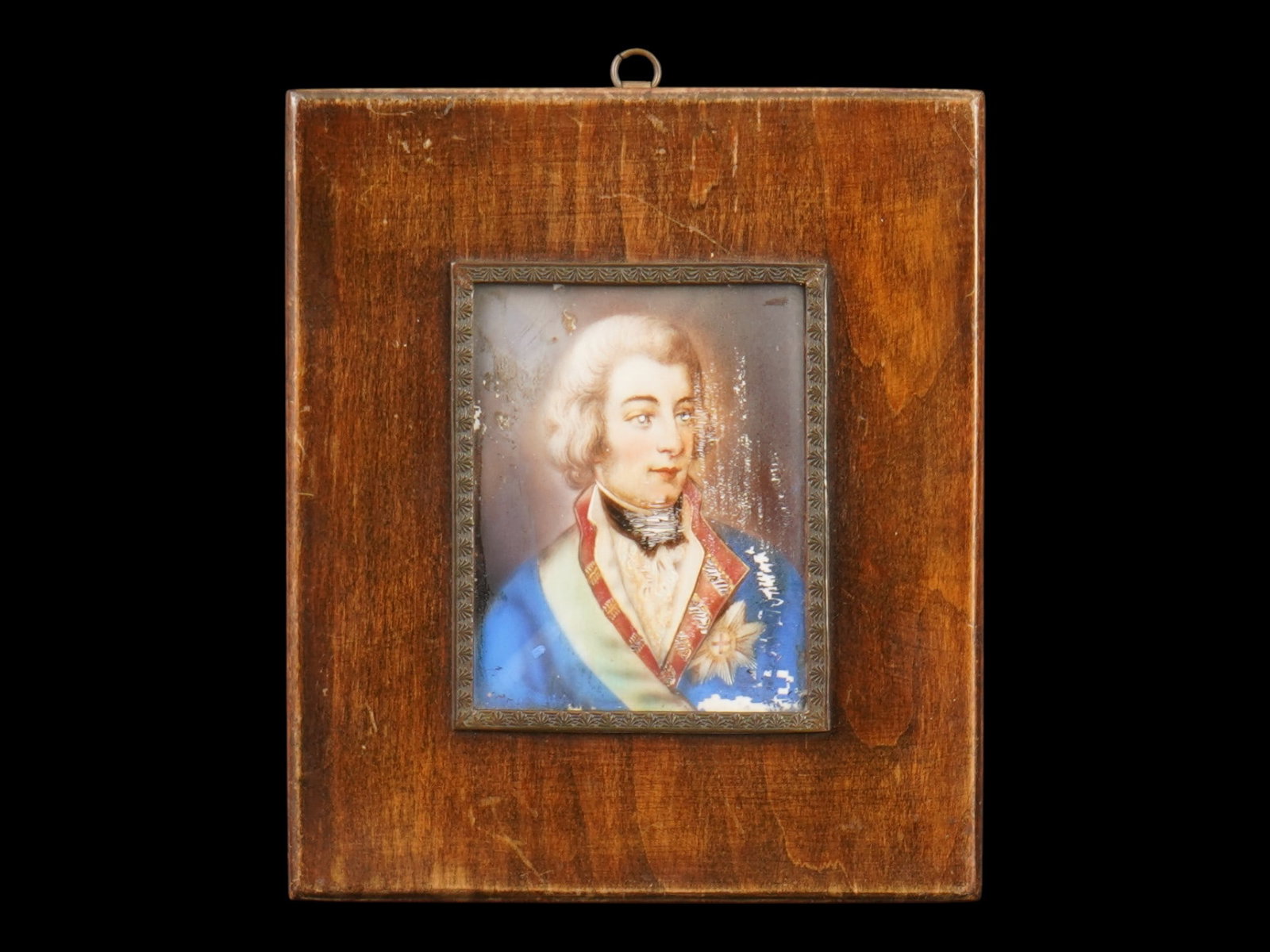 ADMIRAL SIR WILLIAM SIDNEY SMITH MINIATURE PORTRAIT: Miniature painting on bone depicting a portrait of Admiral Sir William Sidney Smith. Rectangular format. Unsigned. Framed in period frame. Circa the first half of the 19th century. Sir Sidney Smith, 1