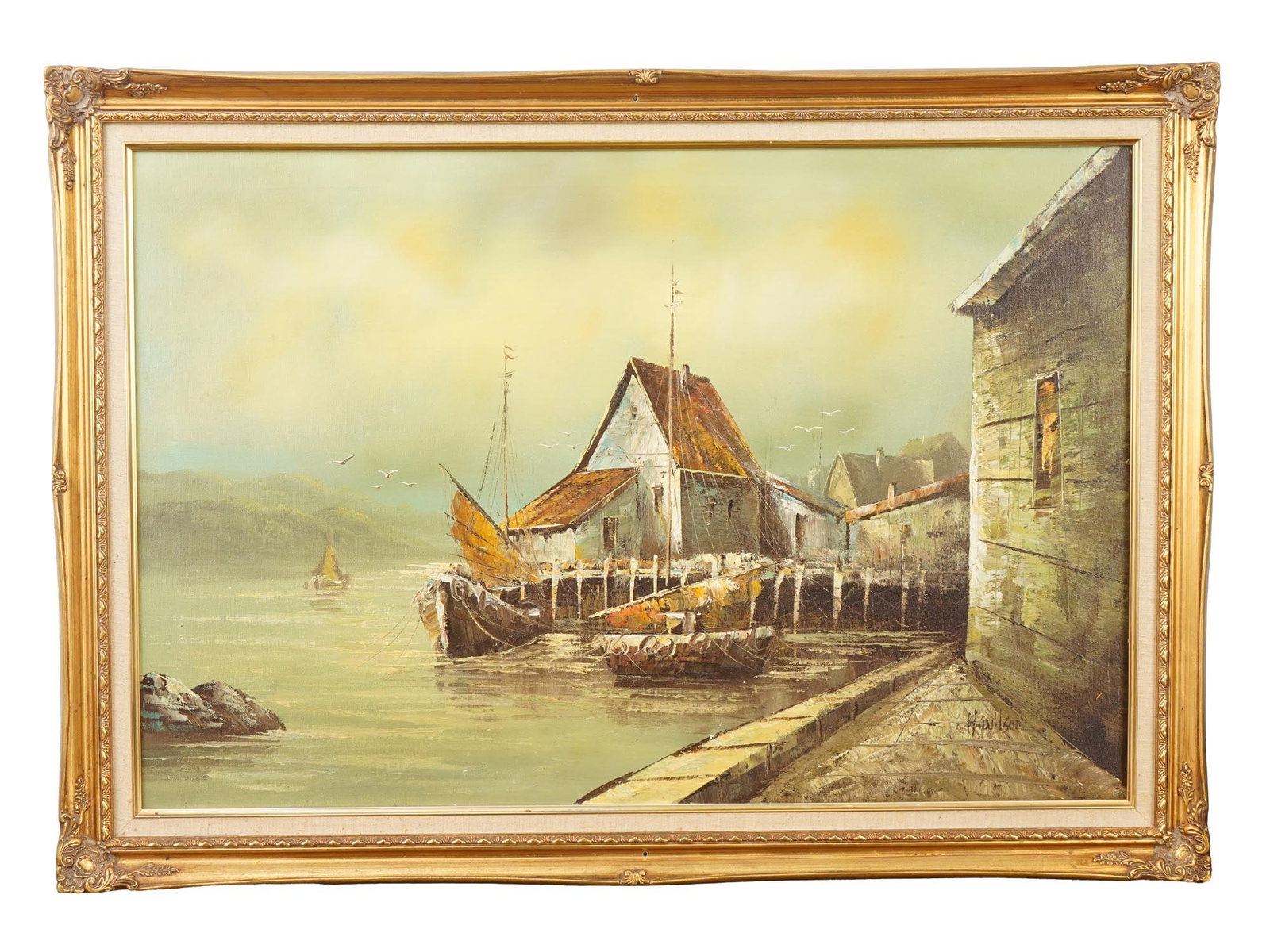 SEASCAPE OIL PAINTING SIGNED H WILSON (1 of 4)