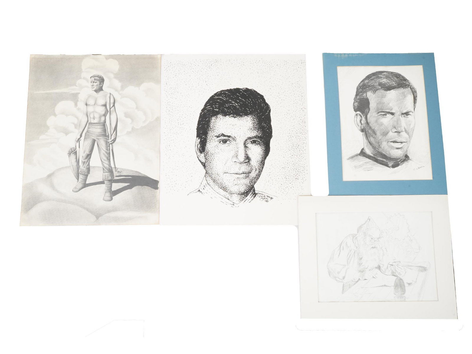 MODERN DRAWINGS PAINTINGS MALE PORTRAITS SIGNED (1 of 10)