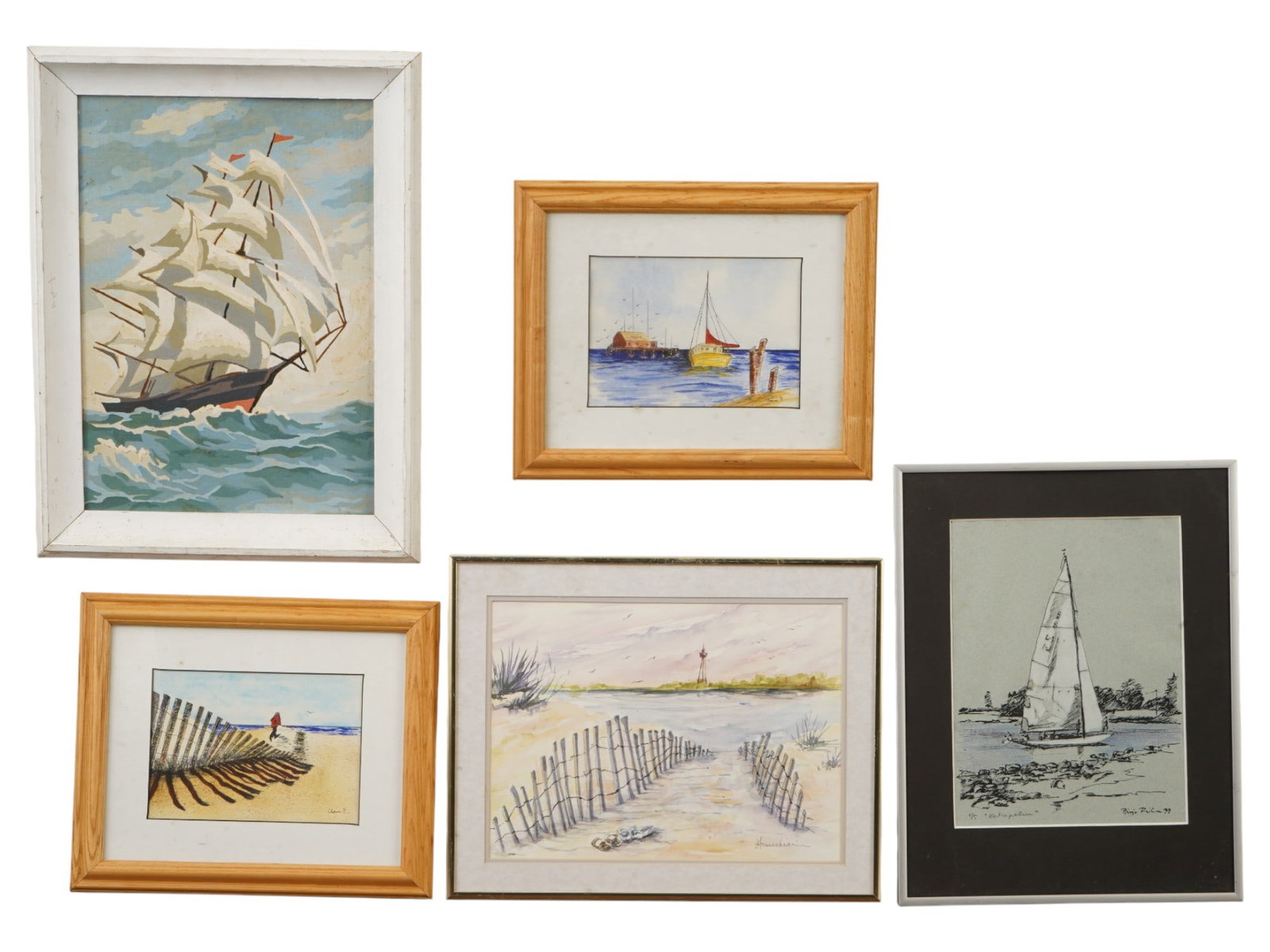 LOT OF VINTAGE MARITIME LANDSCAPE PAINTINGS SIGNED (1 of 8)