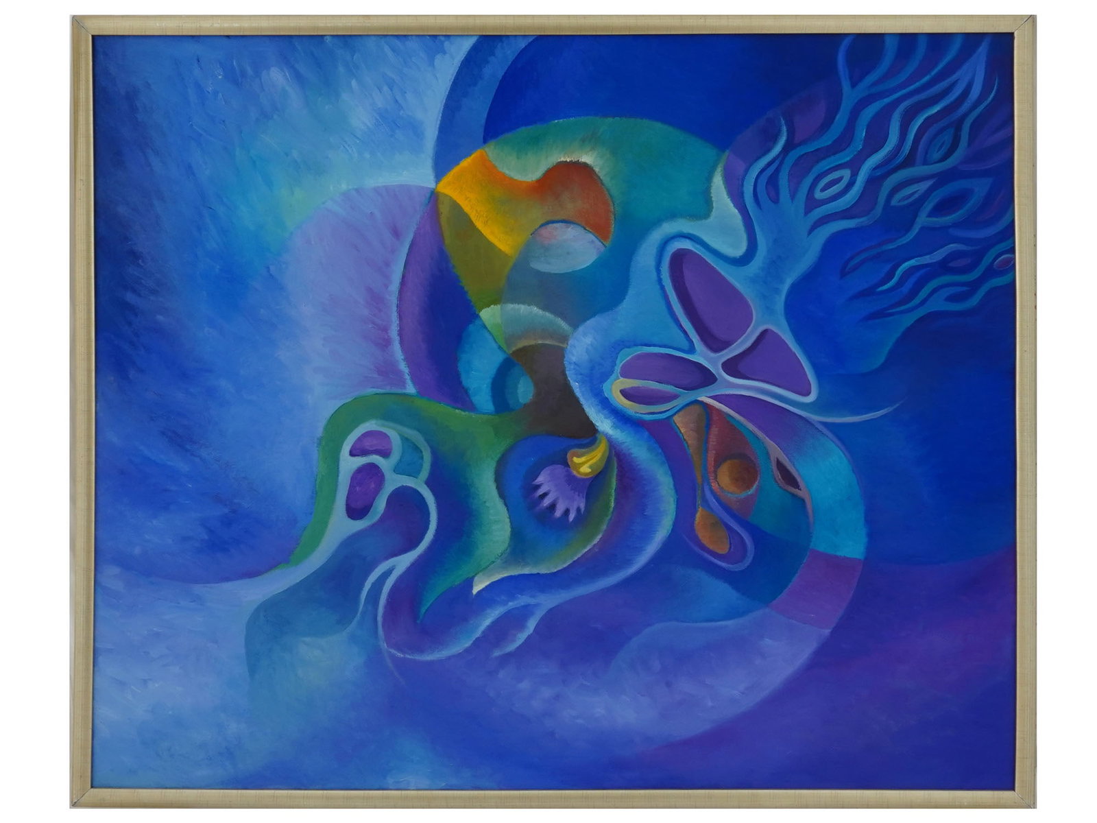 CONTEMPORARY OIL PAINTING ABSTRACT COMPOSITION: A contemporary oil painting on canvas depicting an abstract composition. Unsigned. Modern Paintings And Art Collectibles. THIS LOT IS ELIGIBLE FOR A 30-DAY UNCONDITIONAL RETURN FROM THE DATE OF THE SA