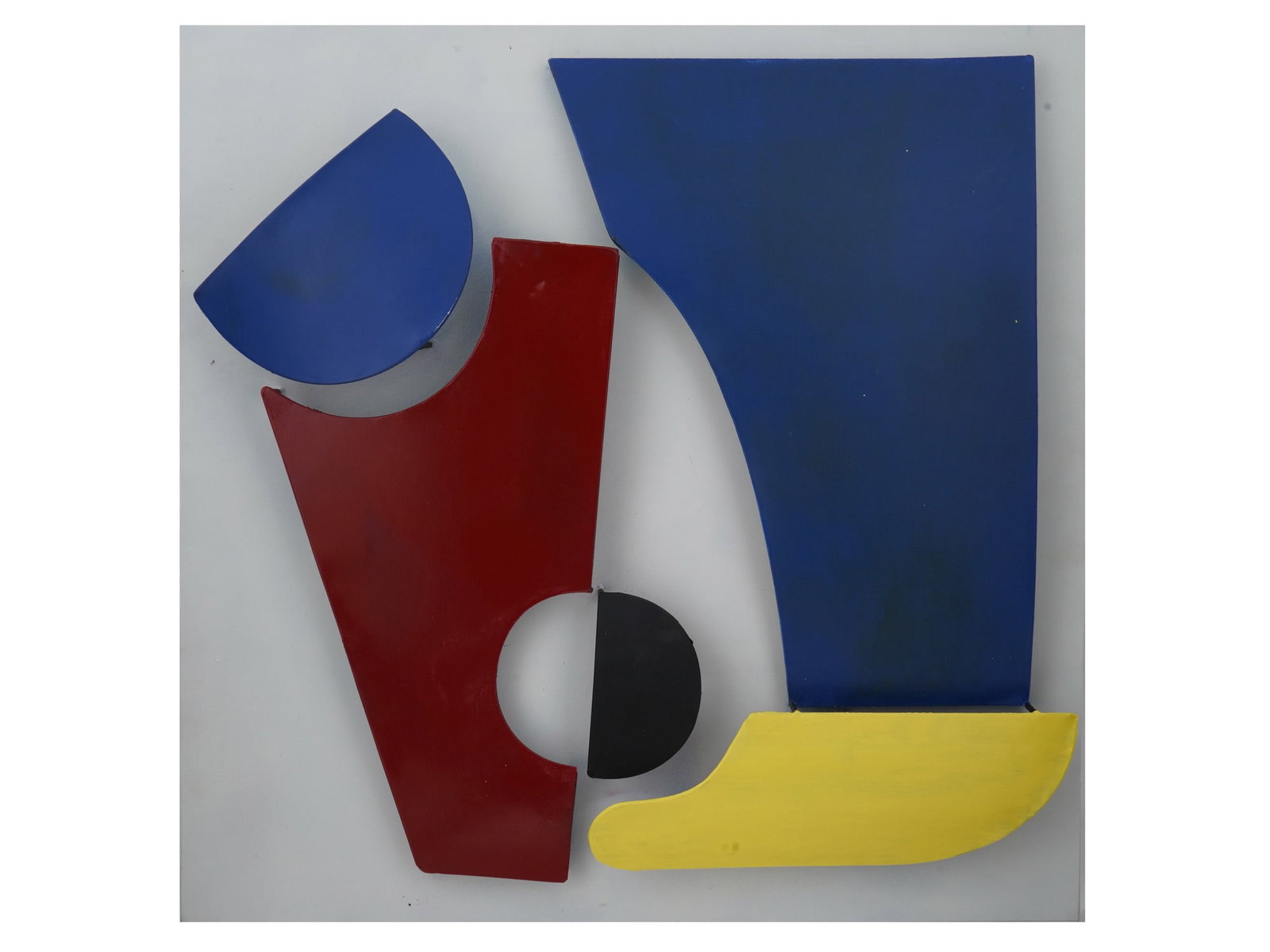 ALEXANDER COLDER SCHOOL ABSTRACT MIXED MEDIA ARTWORK: A Modern Alexander Colder School mixed media artwork on plaque representing an abstract geometrical composition. Inscribed, Tribute to Alexander Colder, on the backside. Alexander Calder, 1898 to 1976