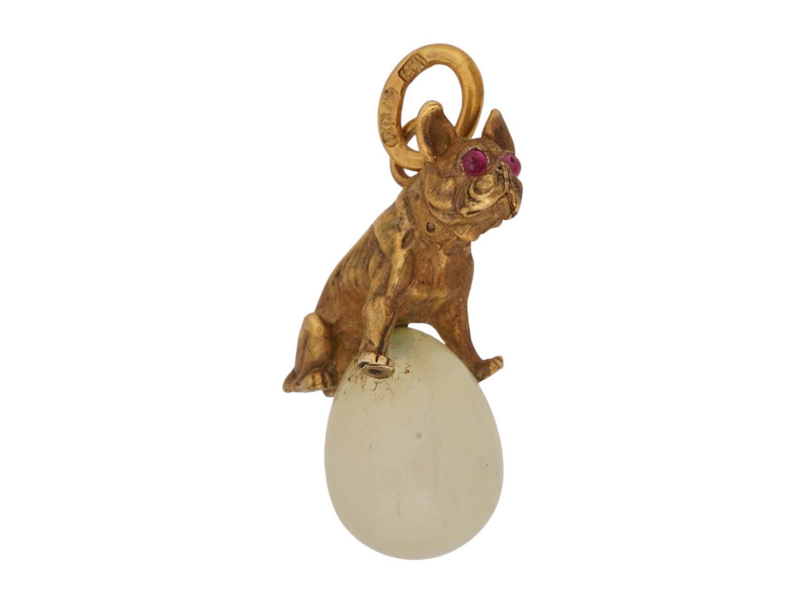 RUSSIAN SILVER BOWENITE BULLDOG EASTER EGG PENDANT (1 of 5)