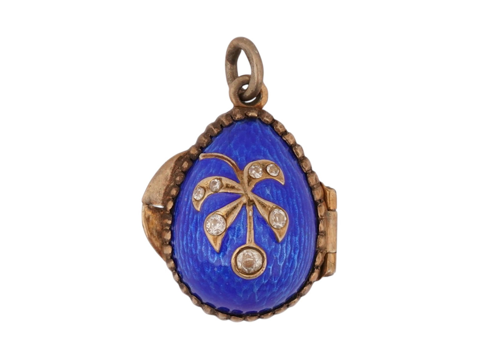 RUSSIAN SILVER ENAMEL GEMS EASTER EGG LOCKET PENDANT (1 of 5)