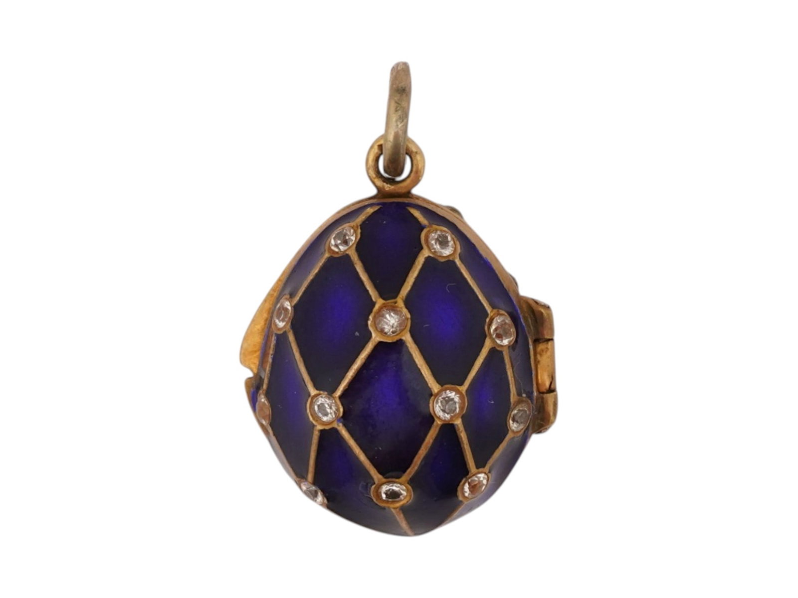 RUSSIAN SILVER ENAMEL EASTER EGG PENDANT W GEMSTONES (1 of 6)
