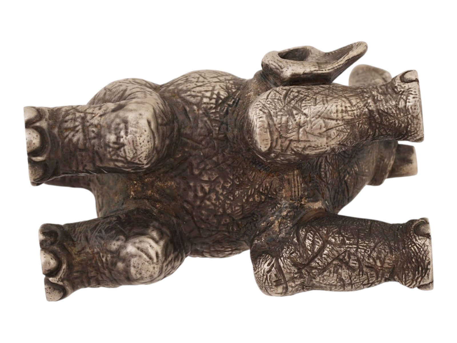 RUSSIAN SOLID SILVER ELEPHANT FIGURINE W RUBY EYES - 7