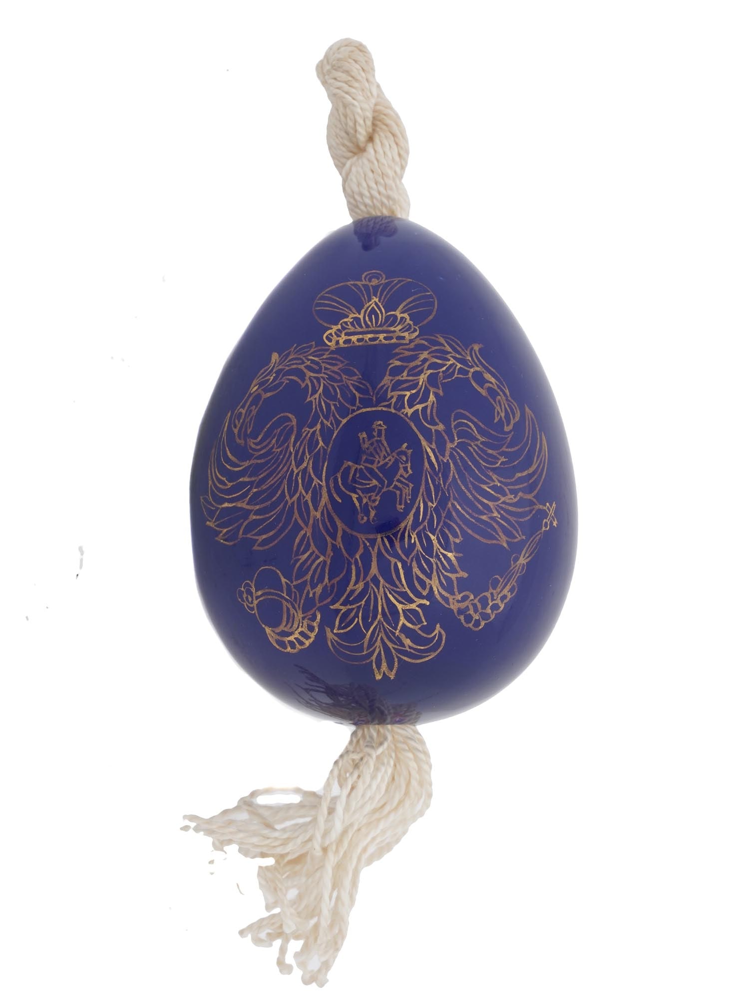 LARGE RUSSIAN PORCELAIN EASTER EGG W GILDED EAGLE (1 of 8)
