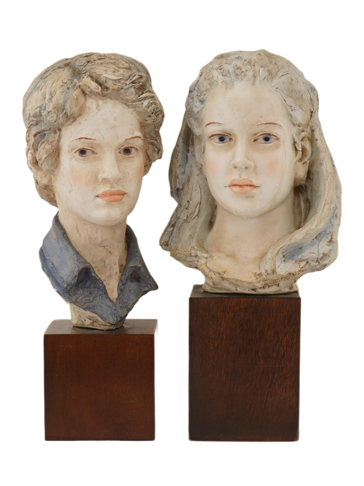 VINTAGE PORCELAIN BUSTS SIGNED LUIGI BENACCHIO: Two vintage porcelain male and female busts, signed Luigi Benacchio, executed in a refined figurative style associated with mid-20th-century Italian ceramic production. Benacchio was an Italian artist