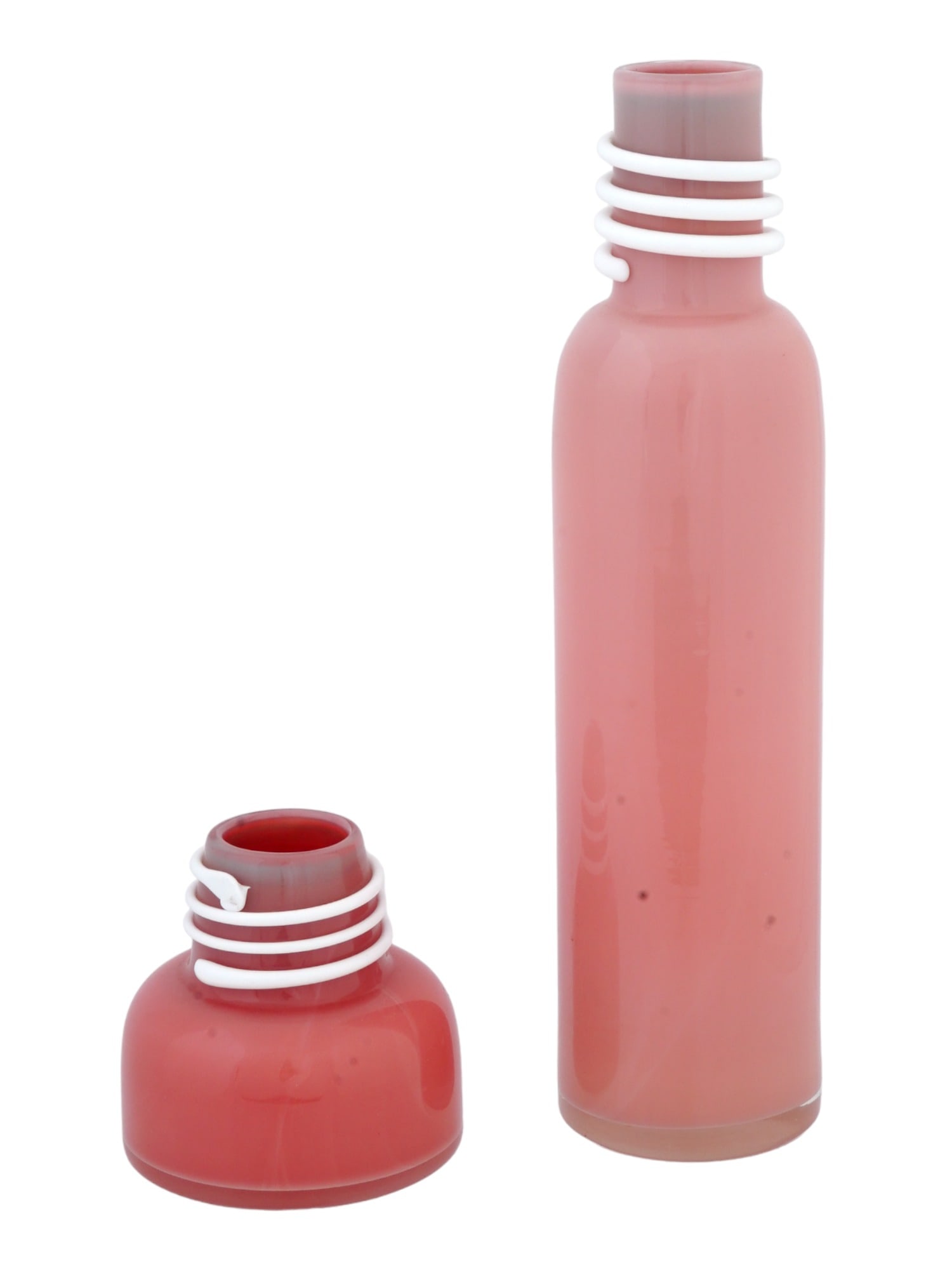 VINTAGE DESIGNER PINK GLASS BOTTLE VASES (1 of 6)