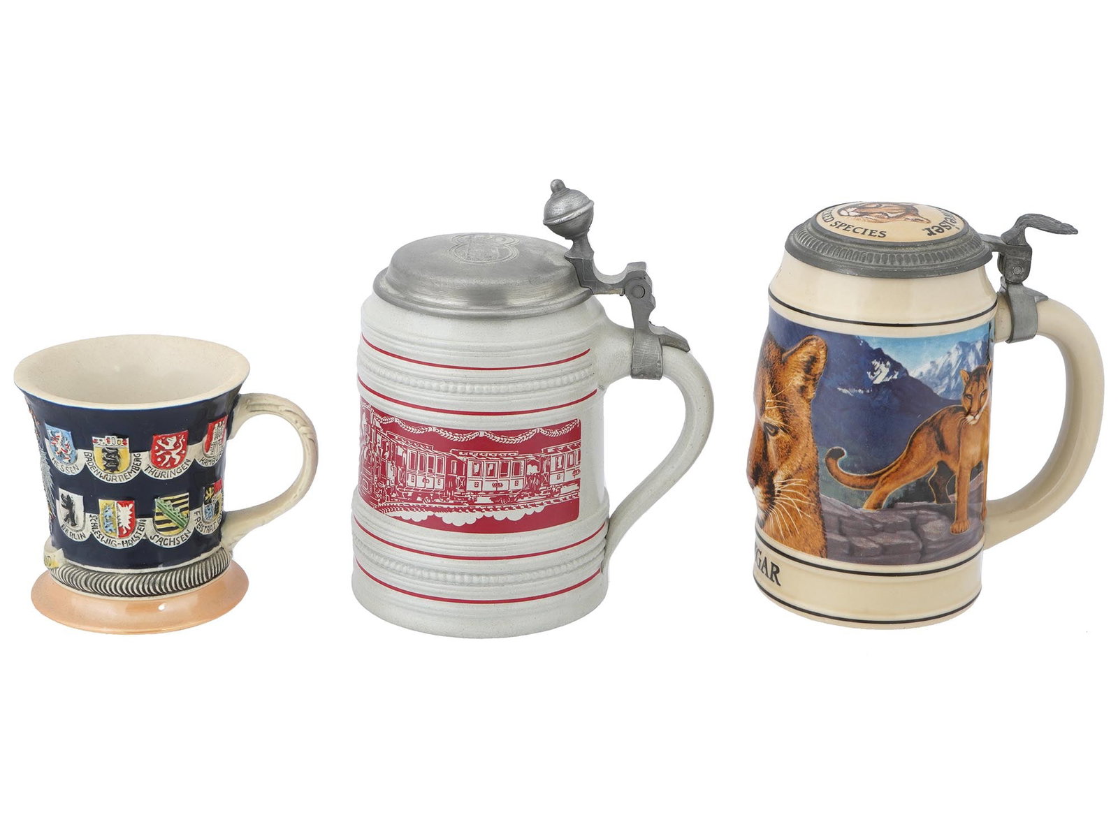 GERMAN AND BRAZILIAN CERAMIC BEER STEINS AND CUP (1 of 9)