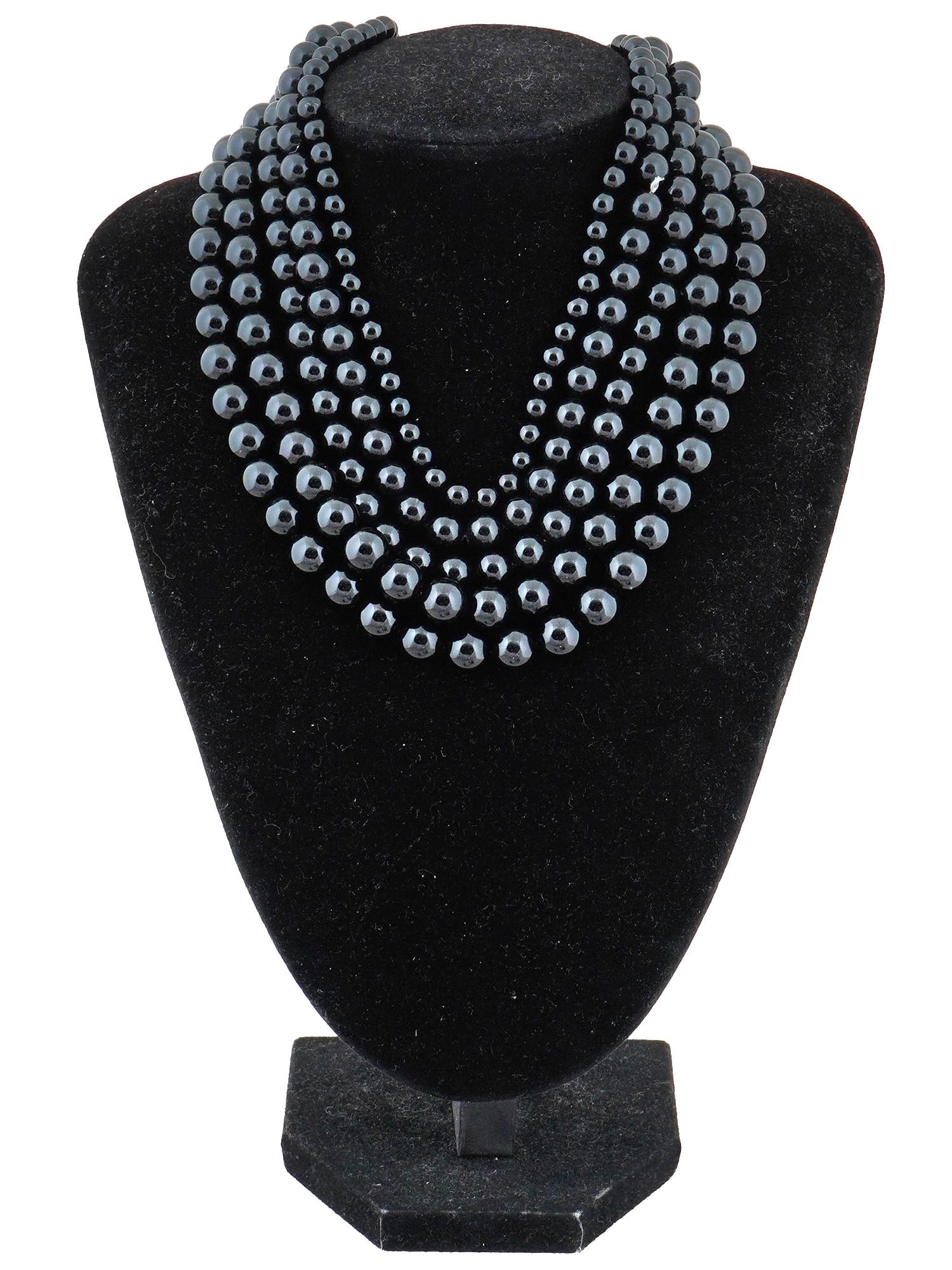 COLLECTION OF ASSORTED CARVED ONYX BEADS STRINGS: A collection of strings with assorted carved black Onyx stone manner beads. The circular shaped beads are made in various sizes. Vintage Jewelry For Women, Mineral Stones and Glass, and Accessories Fo