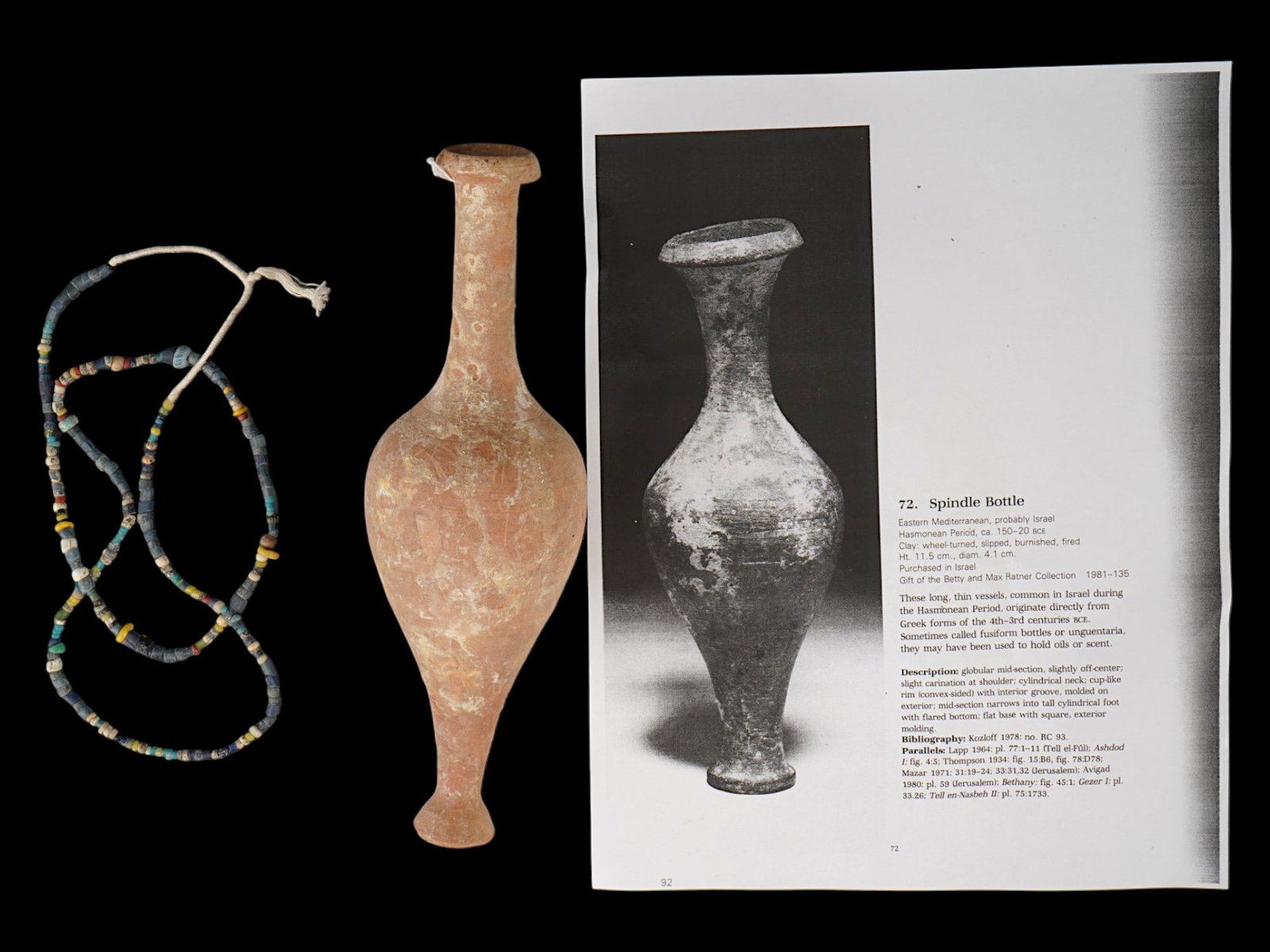 ANCIENT HELLENISTIC SPINDLE BOTTLE GLASS BEAD NECKLACE (1 of 7)