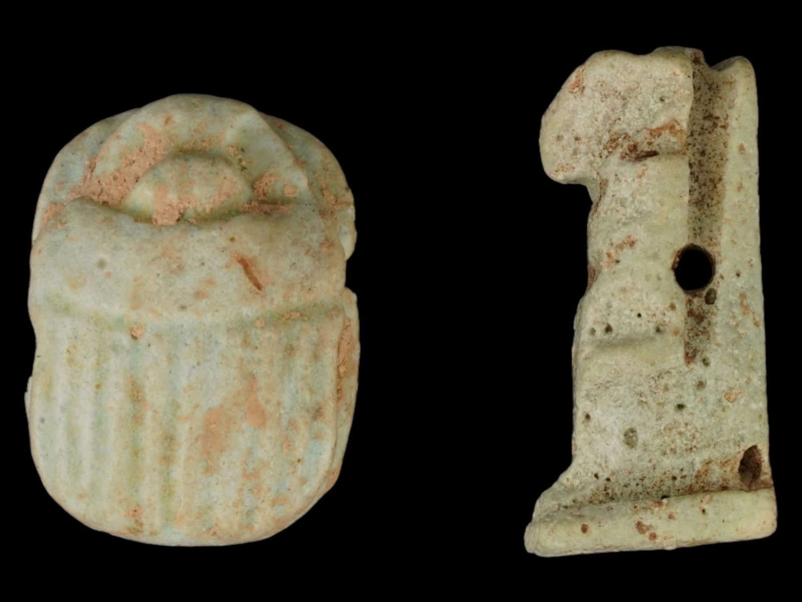 ANCIENT EGYPTIAN FAIENCE SCARAB AND RAM PENDANTS (1 of 4)