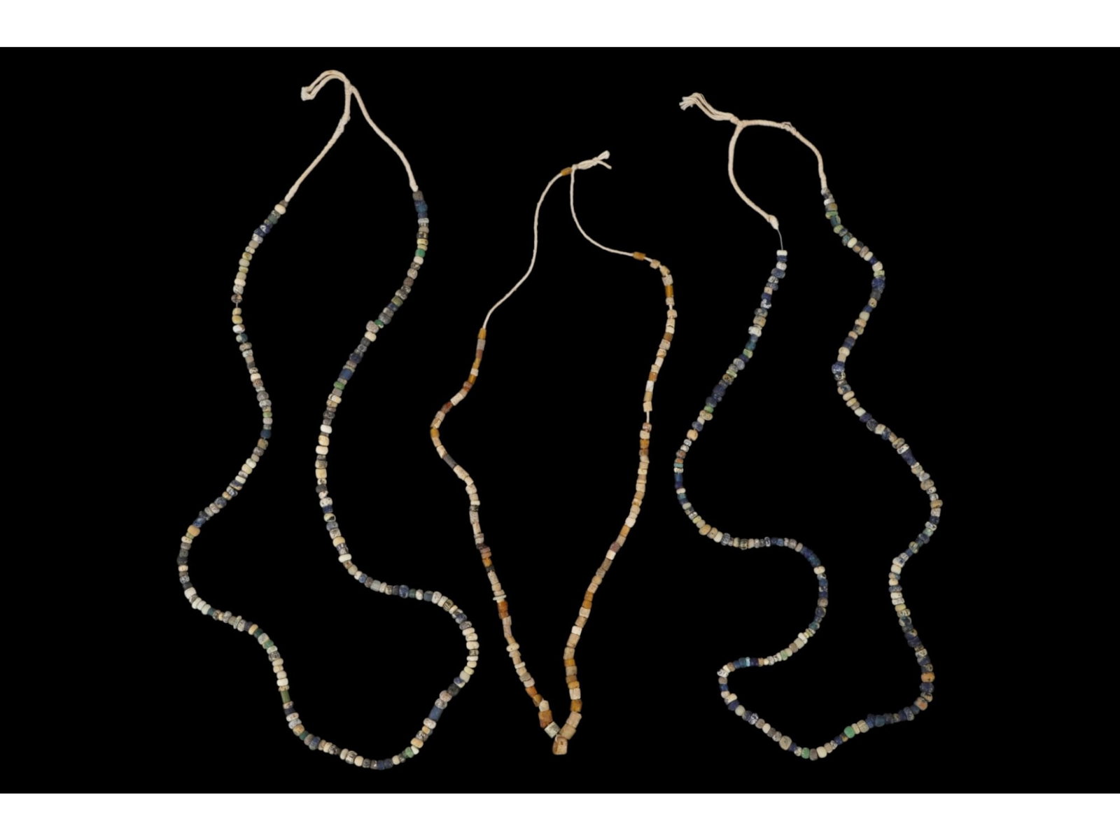 THREE ANCIENT ROMAN MULTICOLOR GLASS BEAD NECKLACES (1 of 2)