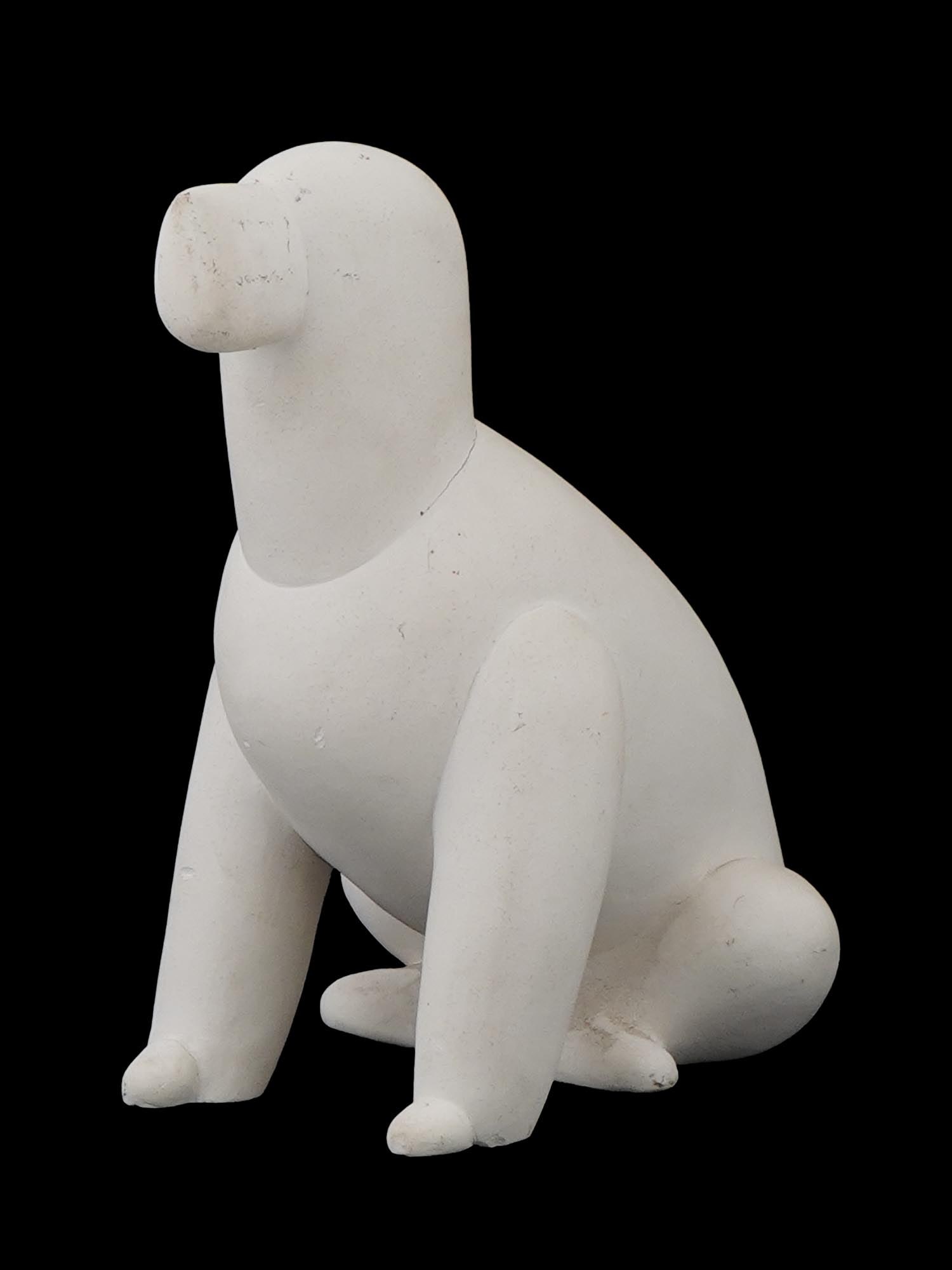 ALEXANDER NEY RUSSIAN AMERICAN GYPSUM SCULPTURE: Alexander Ney, Russian-American, born 1939, gypsum figurine representing a dog or bear. Composed of smooth geometrical shapes. Signed and dated 1993 on the bottom. Developing several individualistic s