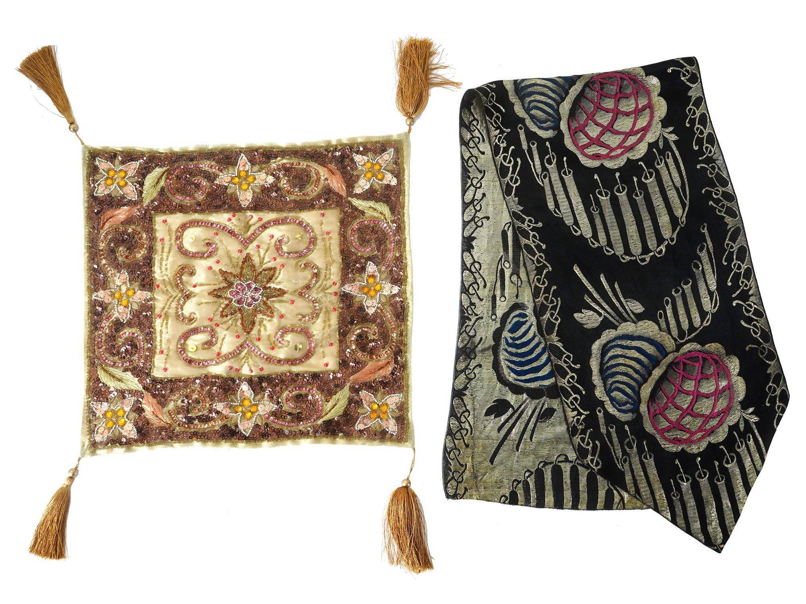 TWO DECORATIVE EMBROIDERED TEXTILES FOR HOME DECOR (1 of 6)