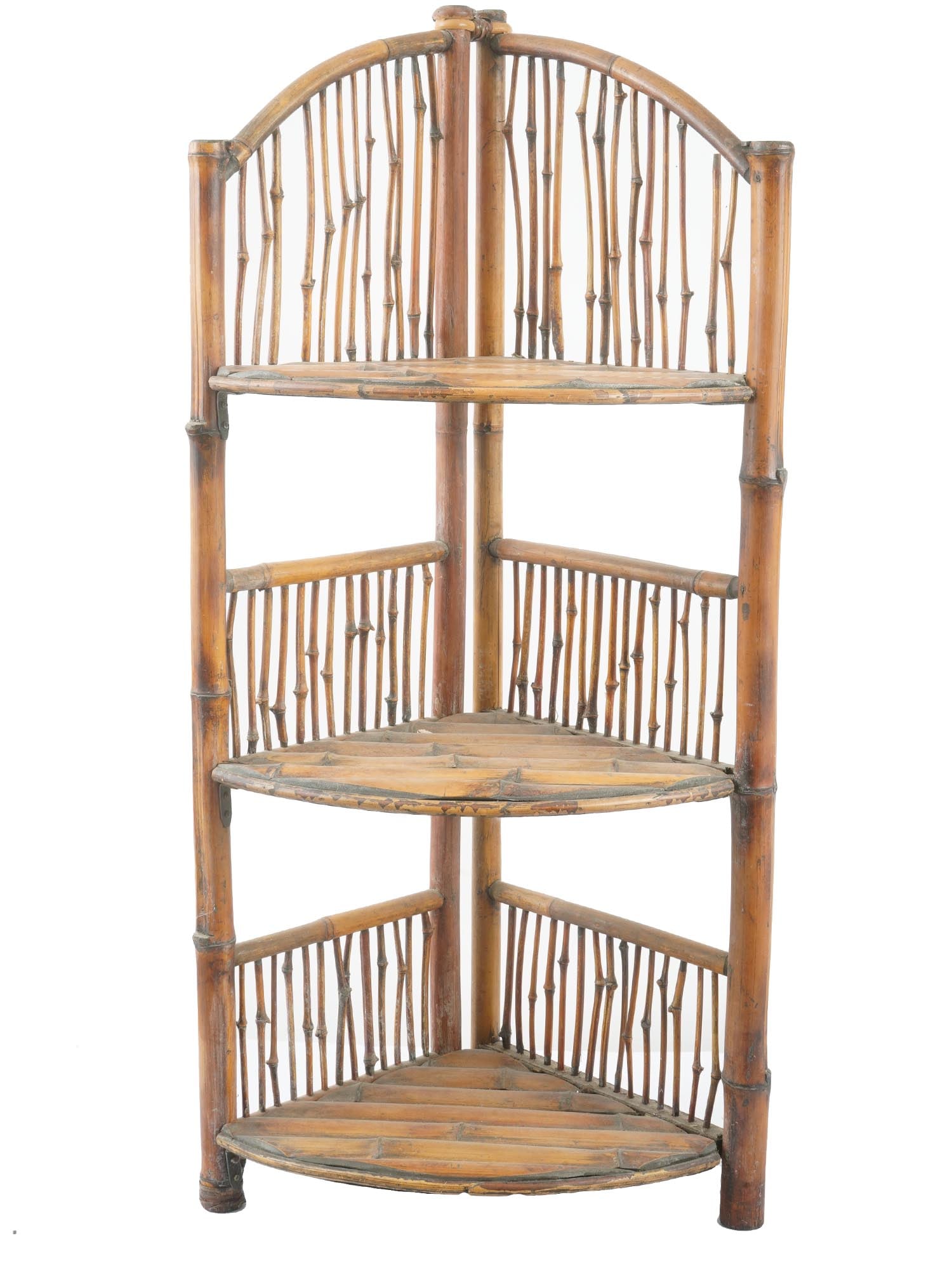 VINTAGE ASIAN BAMBOO WOOD FOLDING CORNER RACK (1 of 5)