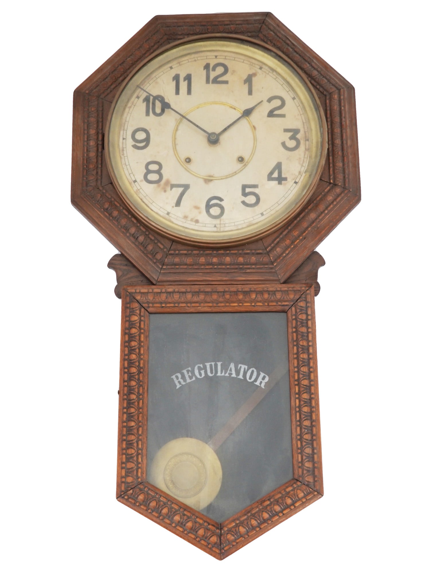 LARGE ANTIQUE REGULAR WOODEN WALL CLOCK (1 of 7)