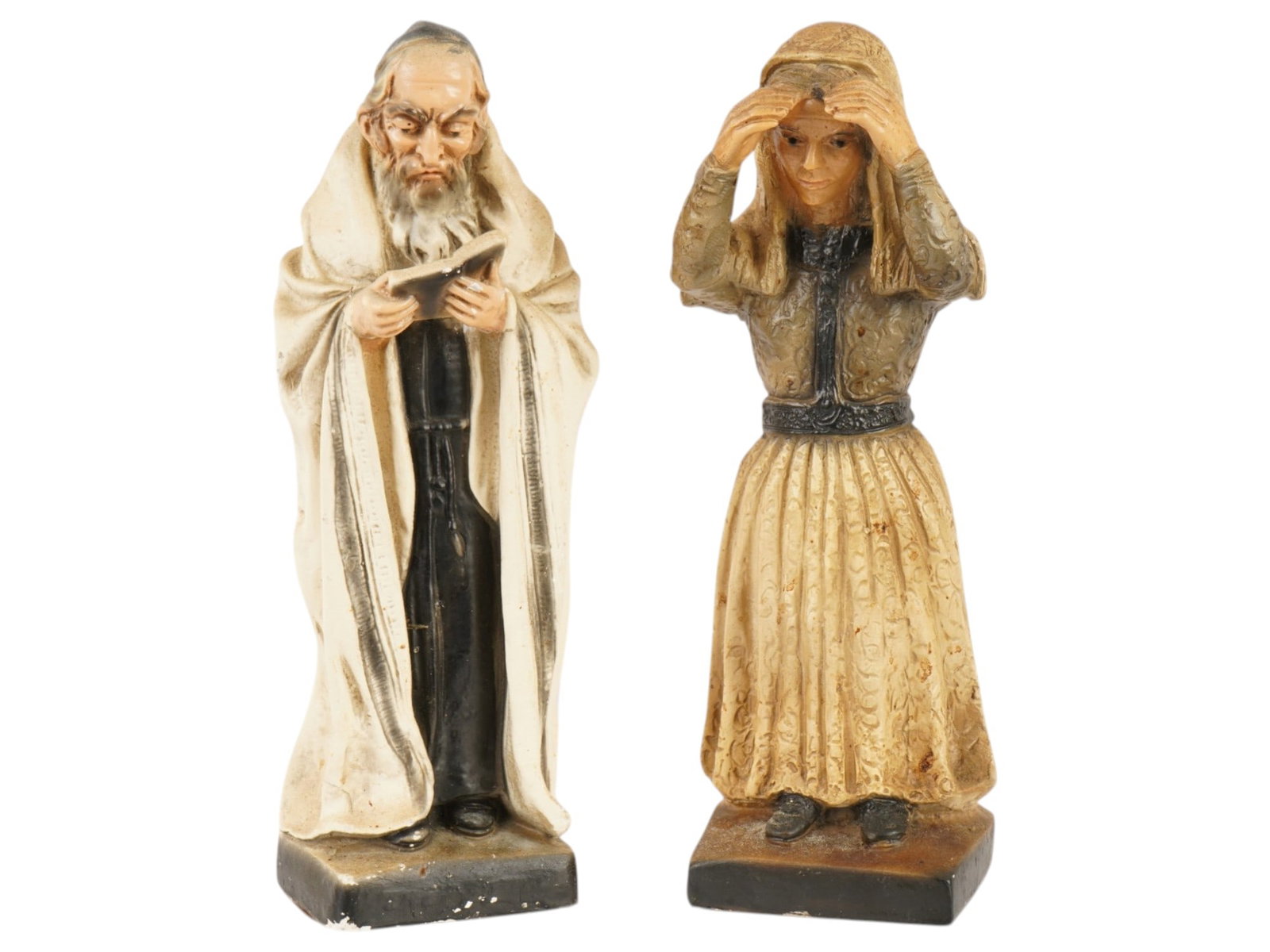 PAIR OF MID CENTURY JUDAICA CHALKWARE FIGURINES (1 of 9)