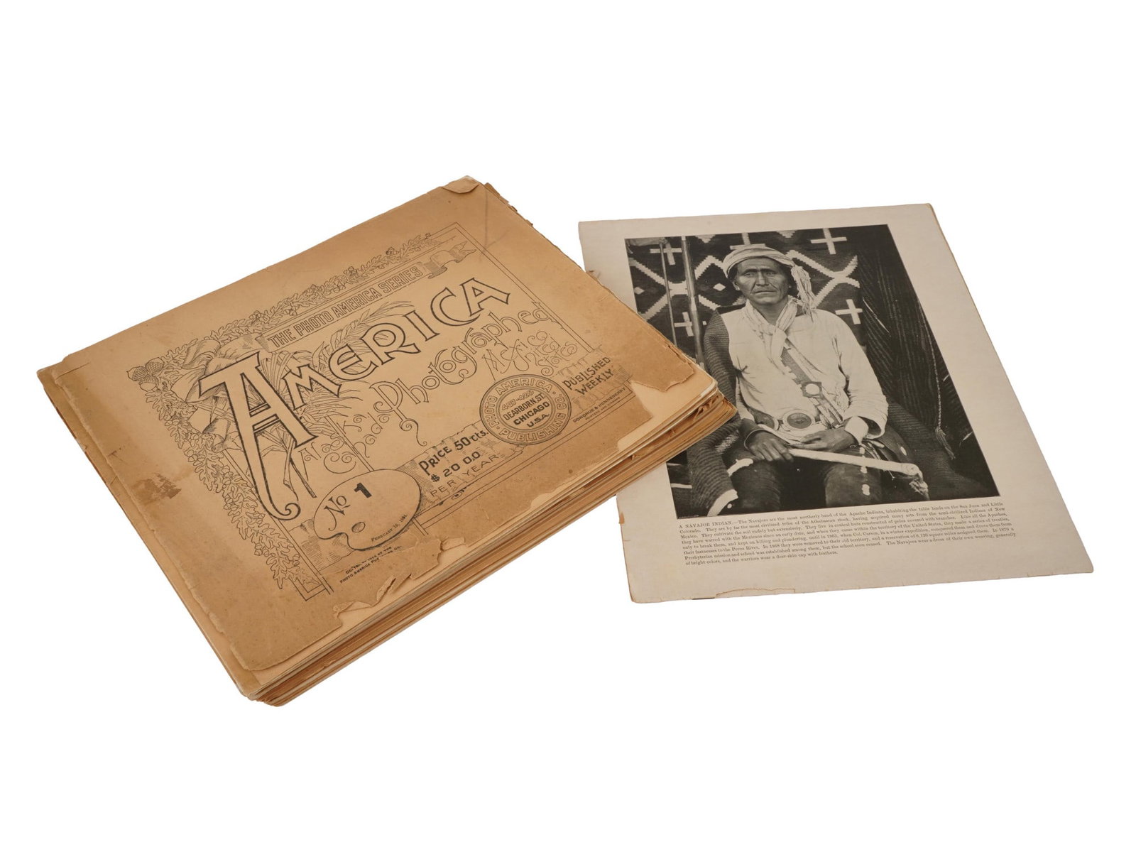 ANTIQUE PORTFOLIO OF AMERICAN PHOTOGRAPHS 1894: An antique portfolio of American photographs,1894. The lot contains issue no. 1 of The Photo America Series, a weekly publication published by Donohue and Henneberry in Chicago. American History Colle