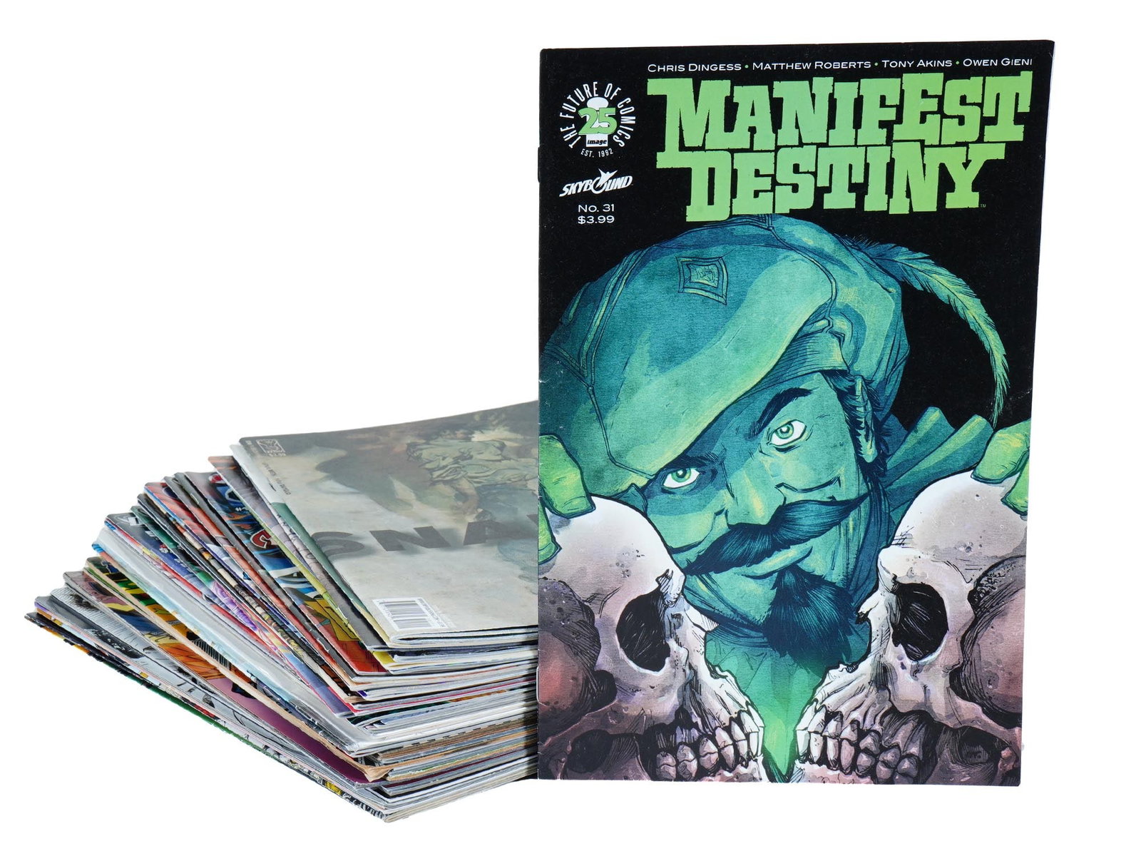 COLLECTION OF AMERICAN ILLUSTRATIONS COMIC BOOKS: A collection of American DC, Marvel, and other series comic books. The collection includes The Future of Comics Manifest Destiny, Veldcity, Saga, DC Universe Rebirth Justice League America, Legion, An