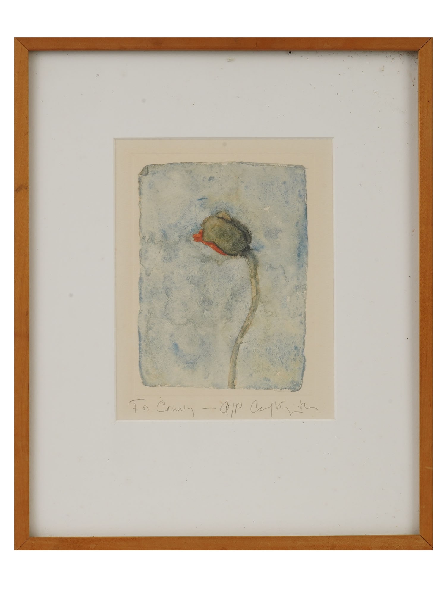 VINTAGE PENCIL SIGNED ETCHING WITH POPPY BUD (1 of 4)