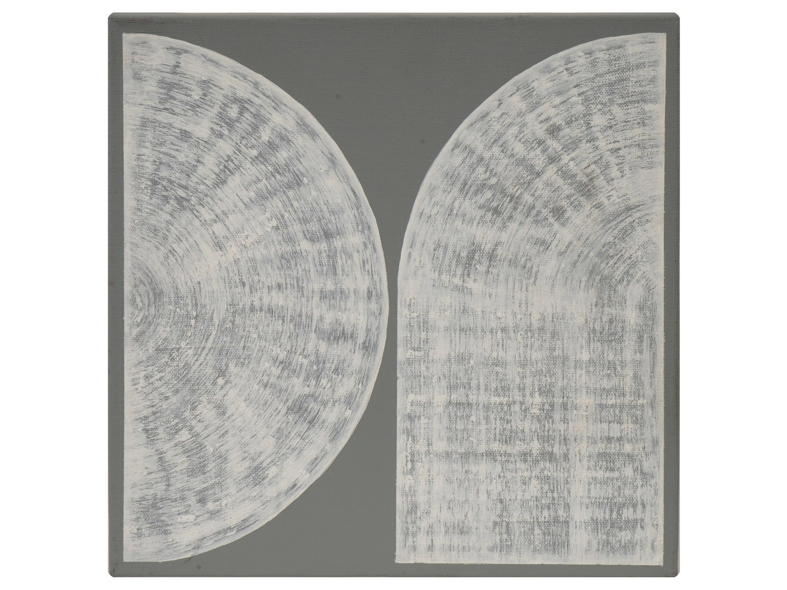 SYLVAIN BAZINET CANADIAN ABSTRACT ACRYLIC PAINTING: Sylvain Bazinet, Canadian, 21st century, acrylic painting on canvas. Abstract minimalist composition in grey and white created with the use of a large-format spatula. Signed and dated 2023 on the back