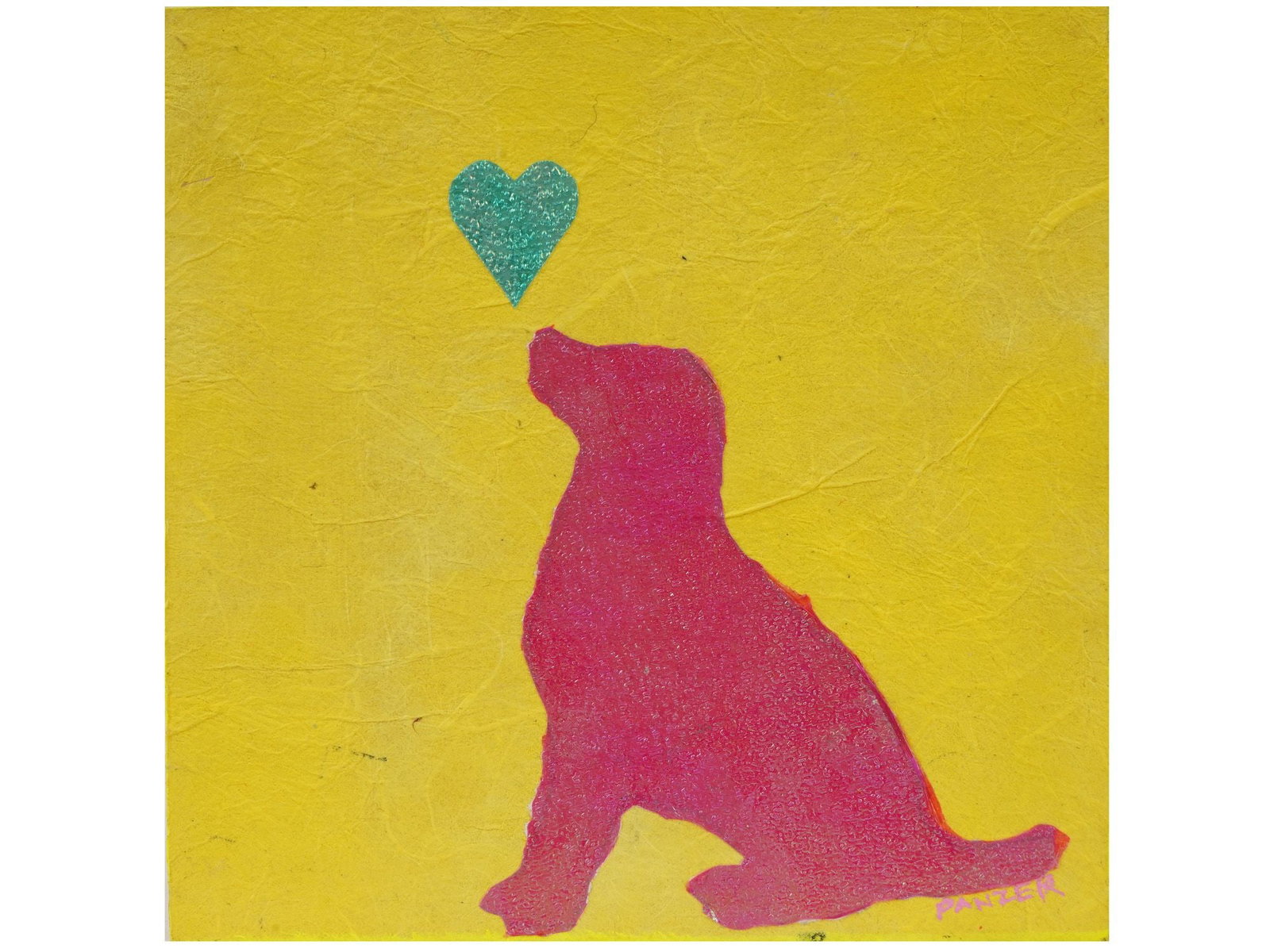 MODERN MIXED MEDIA DOG ARTWORK SIGNED PANZER (1 of 5)