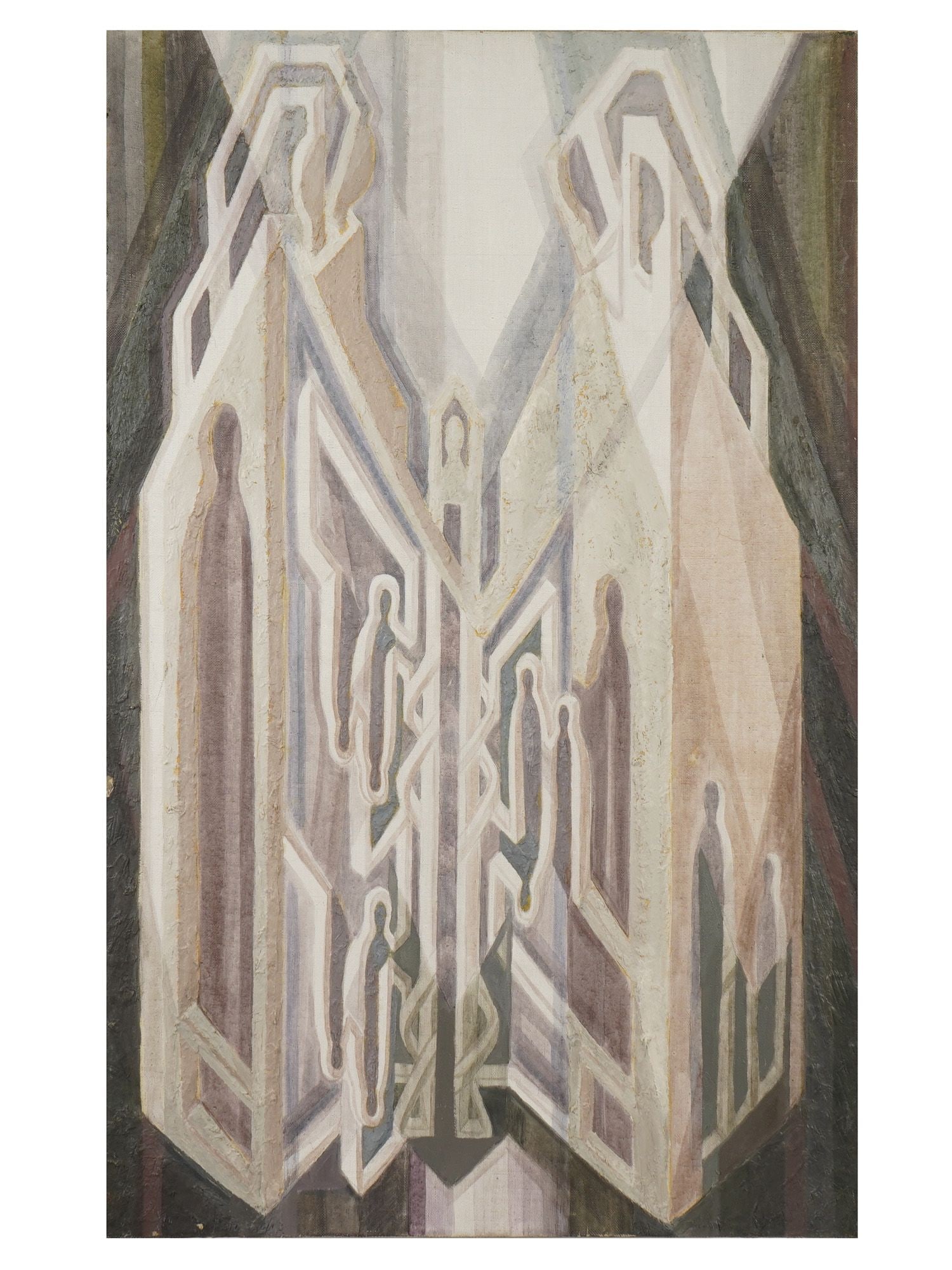RUSSIAN ABSTRACT OIL PAINTING BY NATALIA ELKONINA: Natalia Elkonina, a Contemporary Russian artist, an oil painting on canvas depicting an abstract composition from the series Spatial Structures, 1994. Signed, inscribed, titled and dated, on the backs