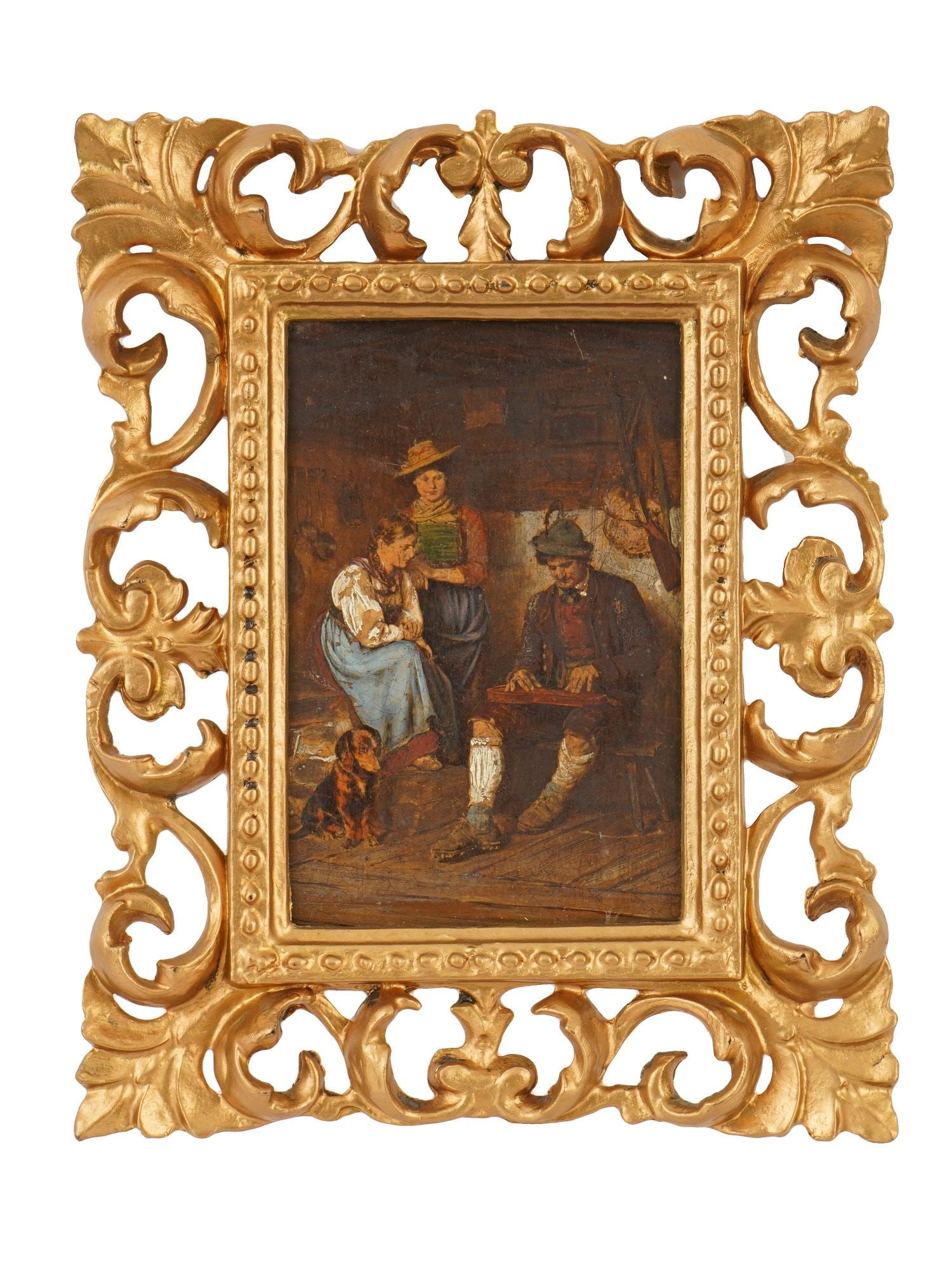 FRANZ VON DEFREGGER GERMAN OIL PAINTING ZITHER PLAYER: Franz von Defregger, German, 1835 to 1921, an oil painting on wood board titled Der Zitherspieler, or The Zither Player. Renowned for his genre scenes and depictions of rural Tyrolean life, Defregger 