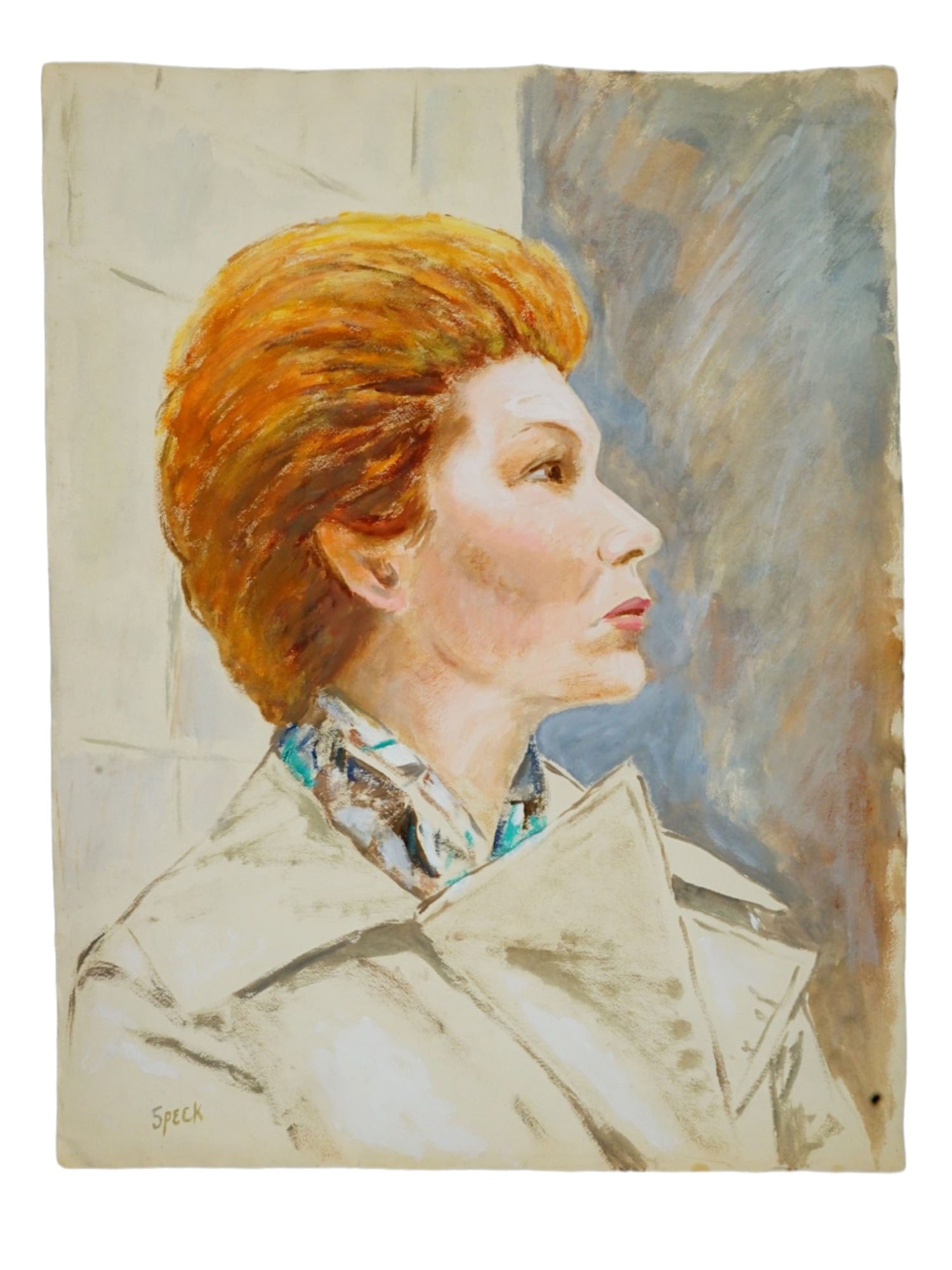 AMERICAN PAINTING SIGNED GEORGE SPECK FEMALE PORTRAIT (1 of 3)