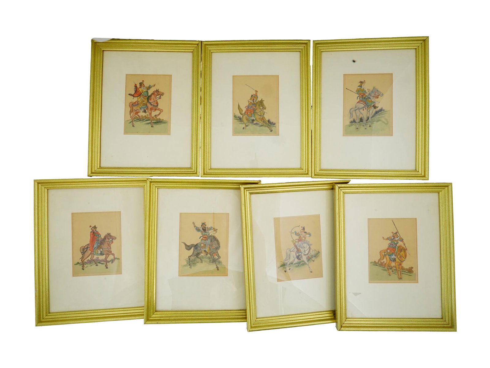 LOT OF CHINESE WARRIOR PORTRAIT PAINTINGS ON SILK (1 of 14)