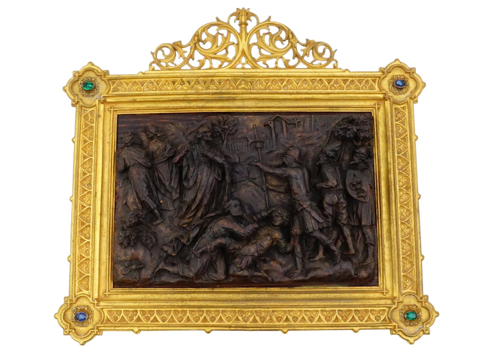 17 TH C RELIEF OF CHRIST IN 19TH C GILT BRONZE FRAME (1 of 8)
