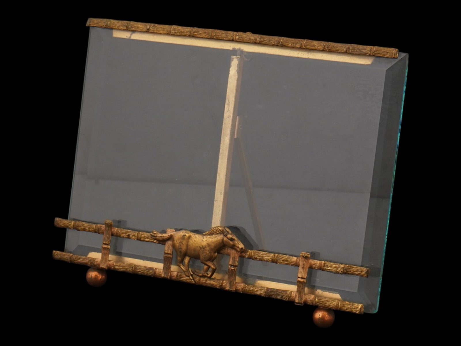 VTG EQUESTRIAN THEMED BRASS GLASS PICTURE FRAME (1 of 3)