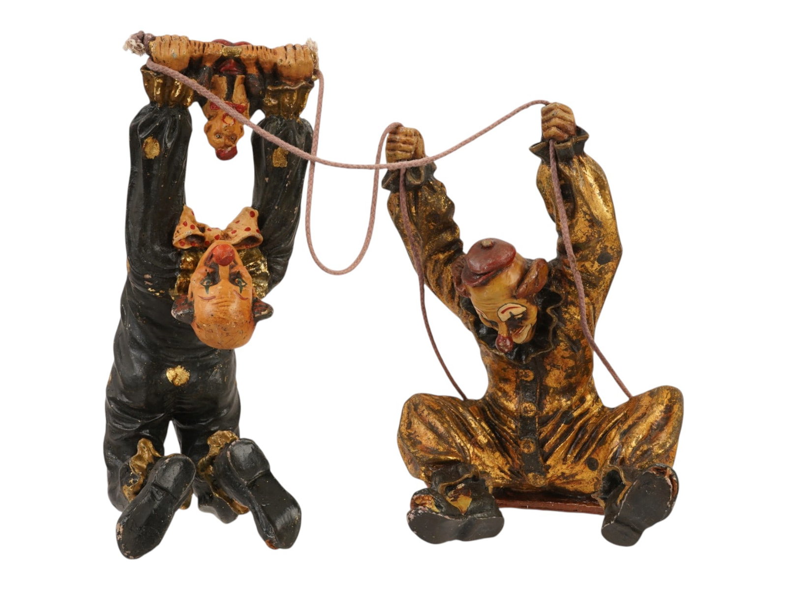 LOT OF TWO VINTAGE PAINTED COMPOSITE CLOWN FIGURINES (1 of 9)