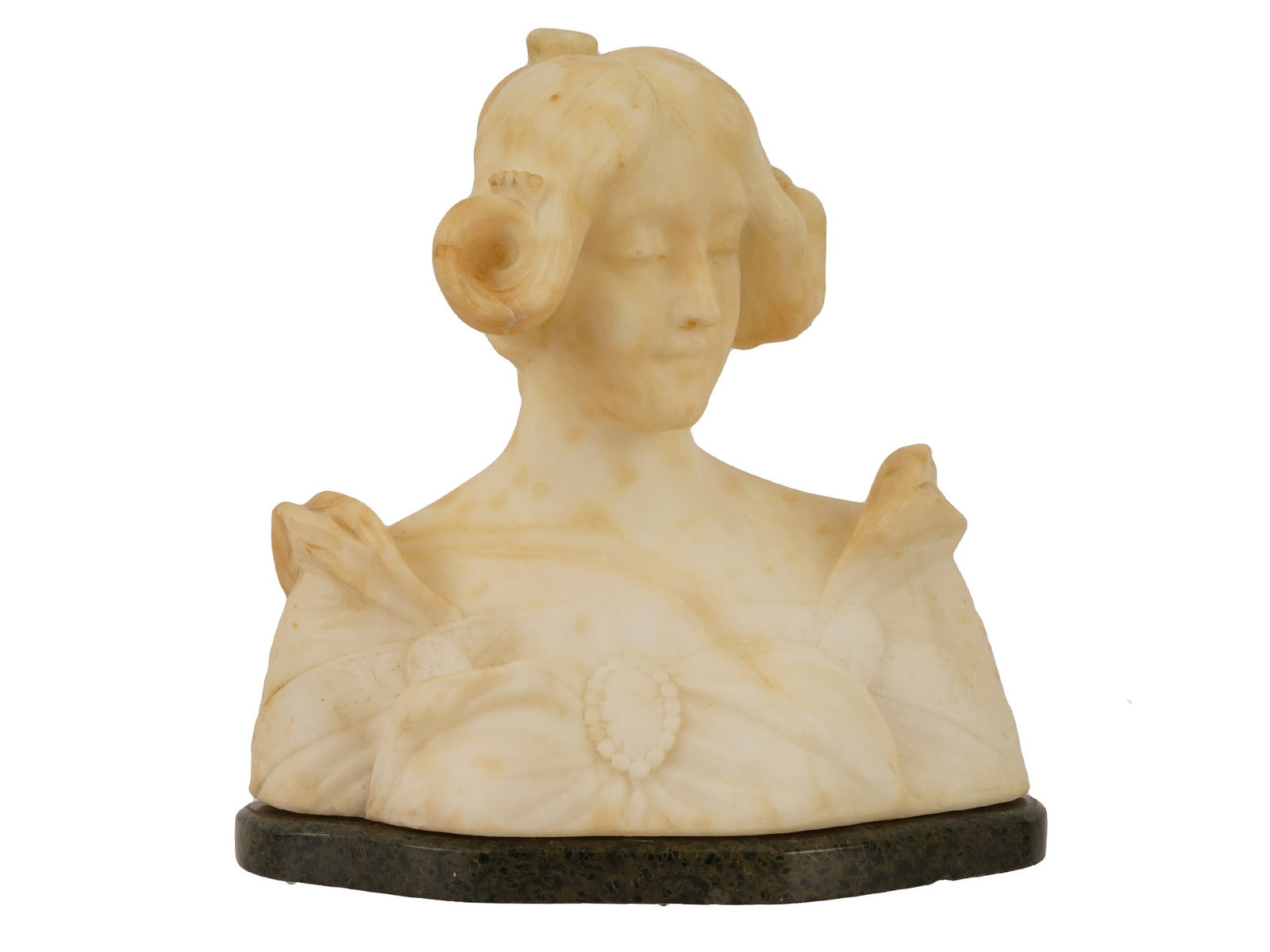 ADOLFO CIPRIANI ITALIAN CARVED MARBLE FEMALE BUST (1 of 8)