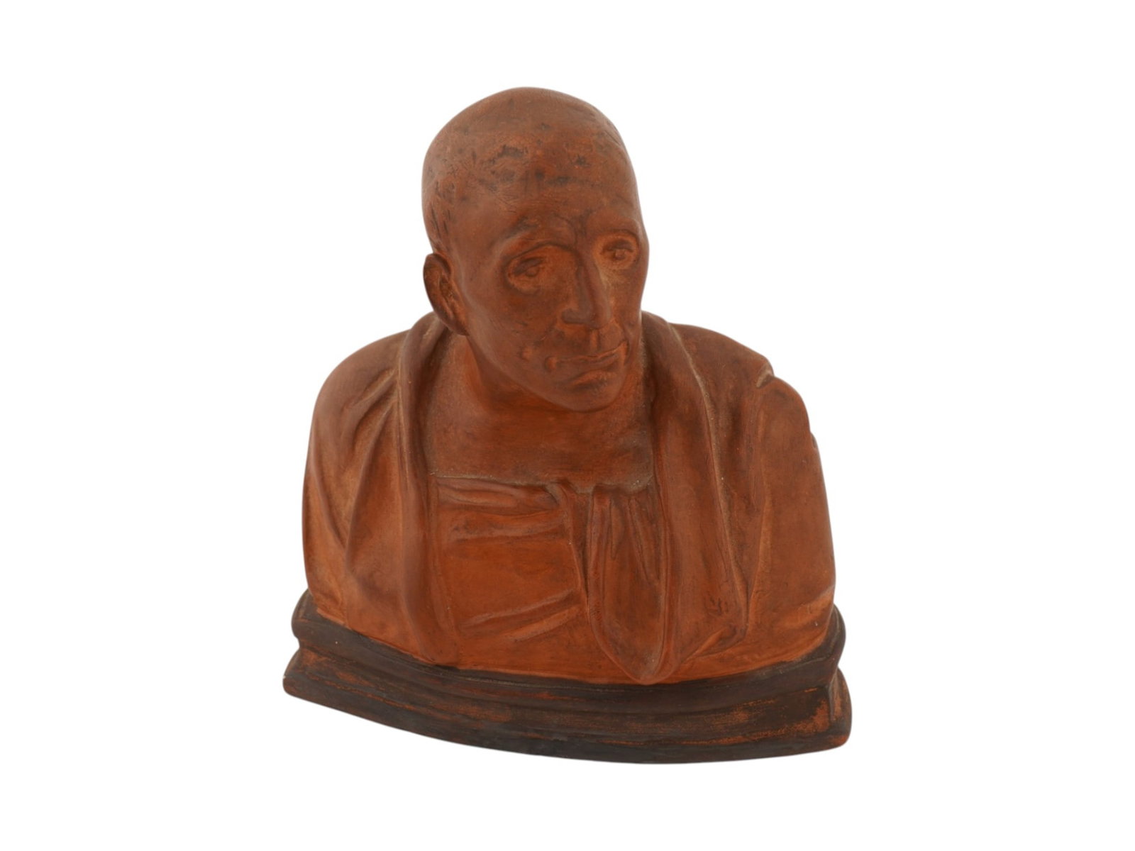 ANTIQUE GRAND TOUR CERAMIC BUST OF NICCOLO DA UZZANO: An antique ceramic bust of Niccolo da Uzzano, executed in the Grand Tour tradition of the late 19th to early 20th century. The sculpture is modeled after the celebrated Renaissance portrait