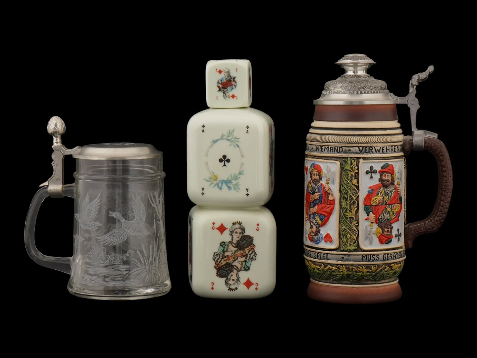 ANTIQUE AND VINTAGE DRINKING STEINS AND DECANTER (1 of 7)