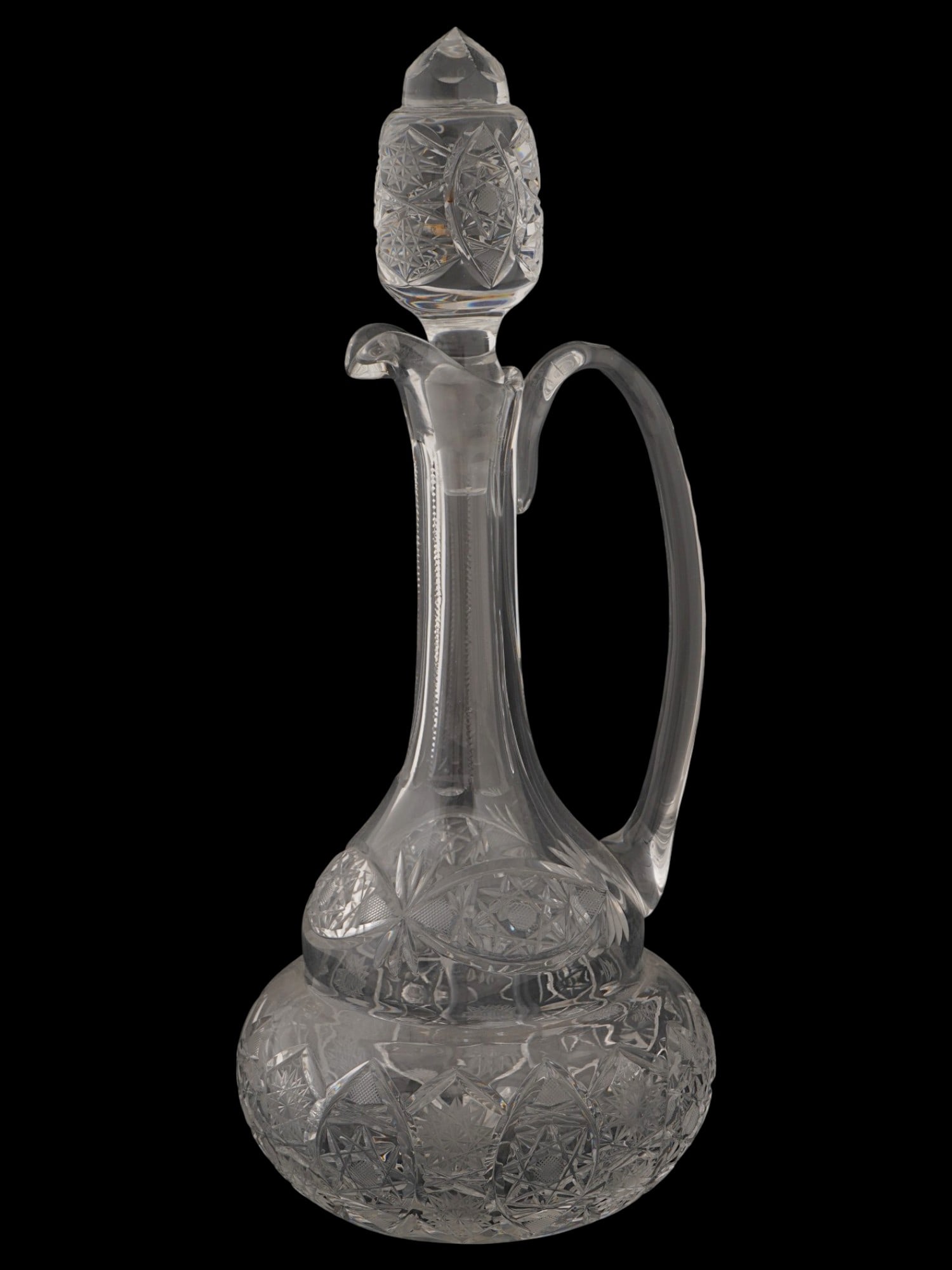 CUT CRYSTAL GLASS CLARET JUG W STOPPER AND HANDLE (1 of 7)