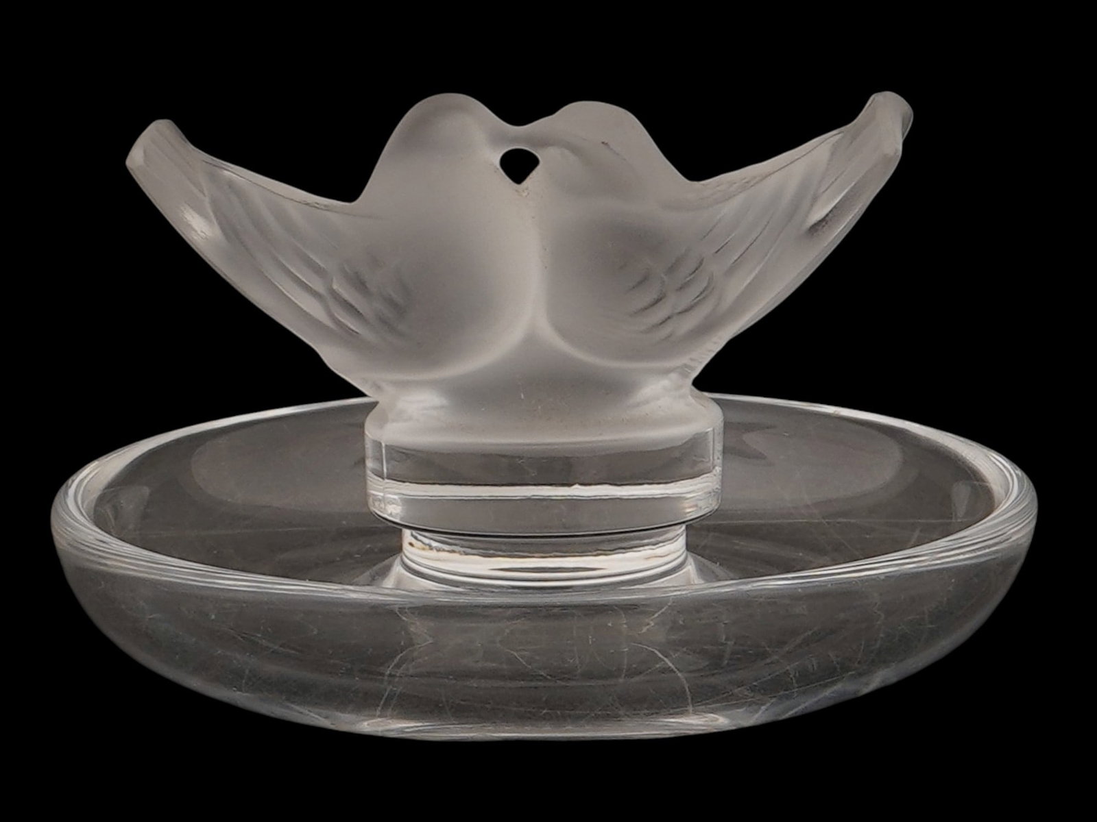 VINTAGE LALIQUE TWO DOVES CRYSTAL GLASS TRINKET DISH (1 of 8)