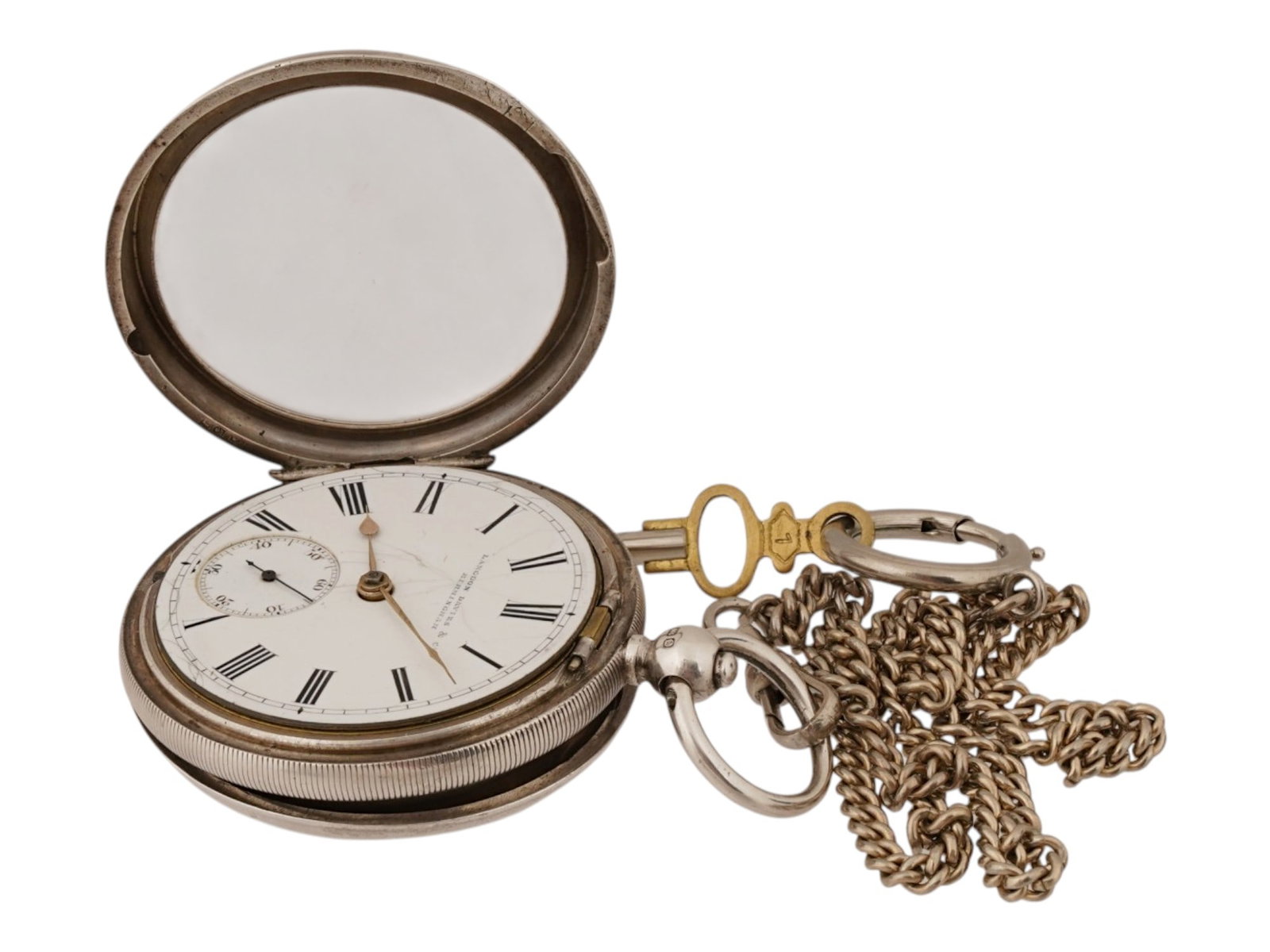 ANTIQUE STERLING SILVER POCKET WATCH LANGDON DAVIES (1 of 8)