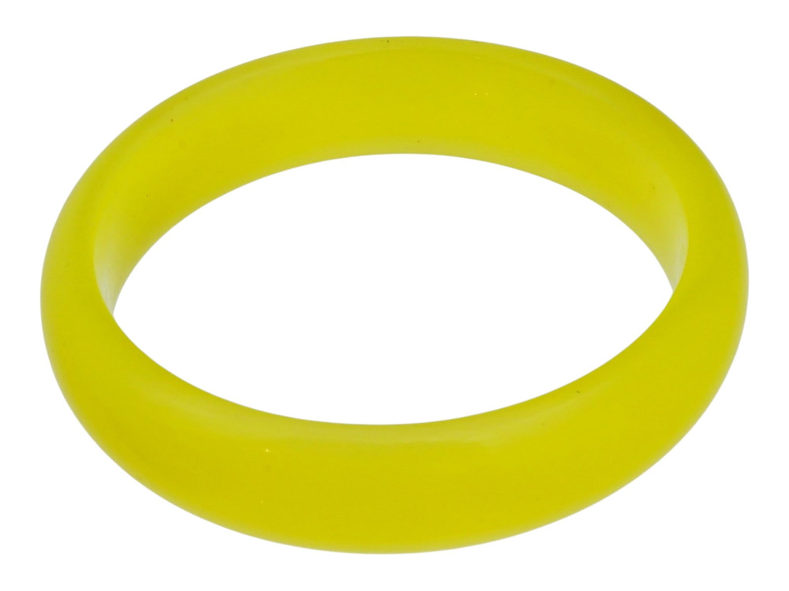VINTAGE LEMON YELLOW JADE BANGLE BRACELET: A bangle bracelet made of carved lemon yellow jade. Smooth surface. Unmarked. Mineral Stone Statement Jewelry And Fashion Accessories. THIS LOT IS ELIGIBLE FOR A 30-DAY UNCONDITIONAL RETURN FROM THE D
