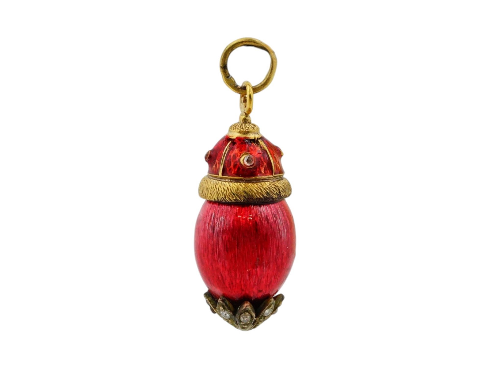 RUSSIAN GILT SILVER RED ENAMEL EASTER EGG PENDANT (1 of 7)