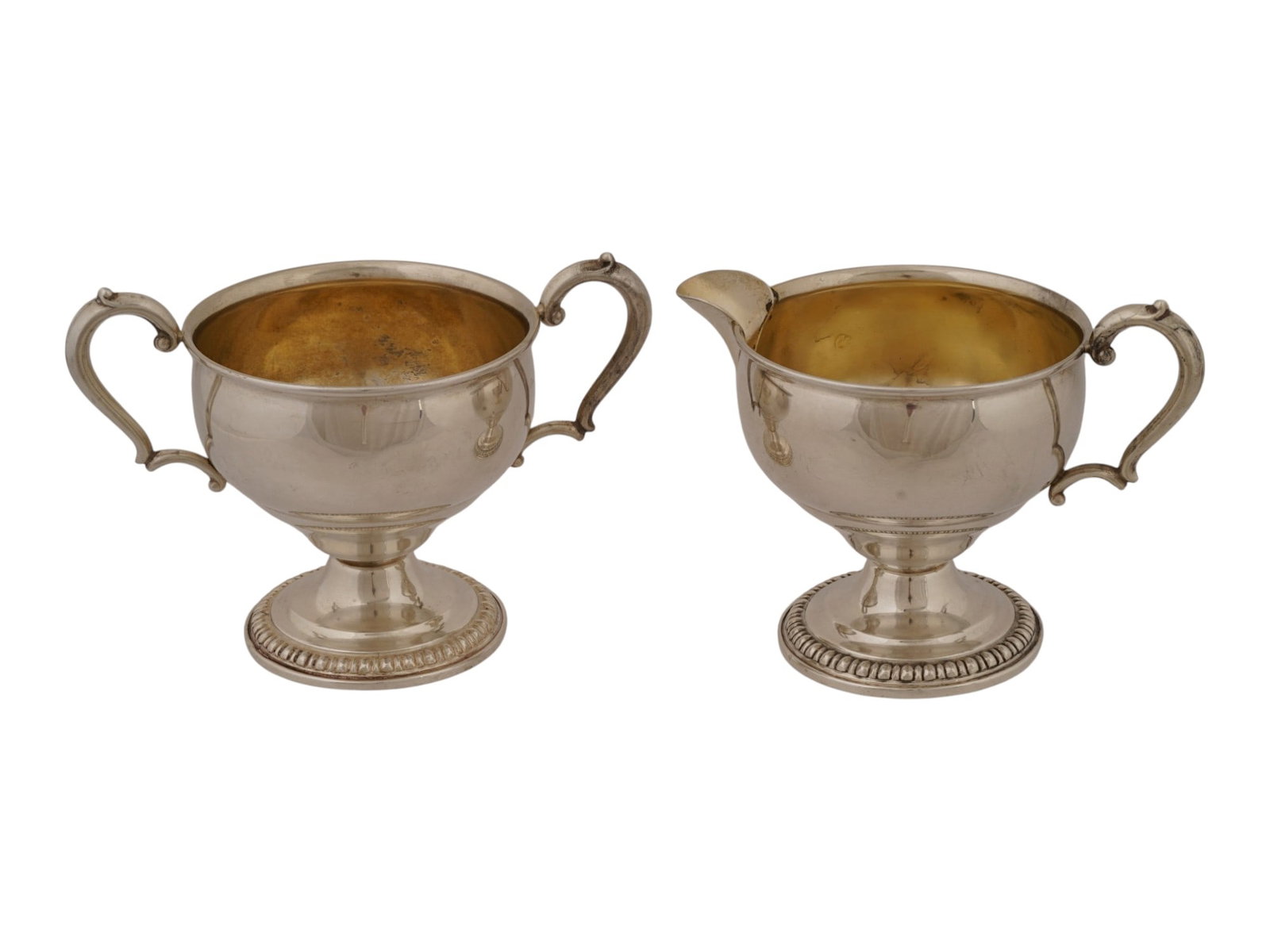 WM ROGERS WEIGHTED SILVER SUGAR BOWL AND CREAMER (1 of 8)