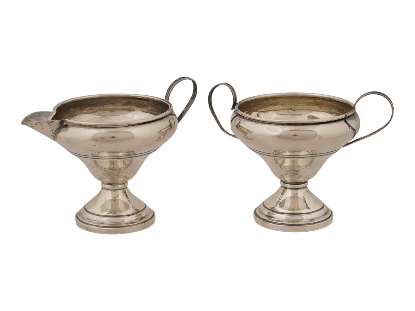 AMERICAN WEIGHTED SILVER SUGAR BOWL AND CREAMER (1 of 8)