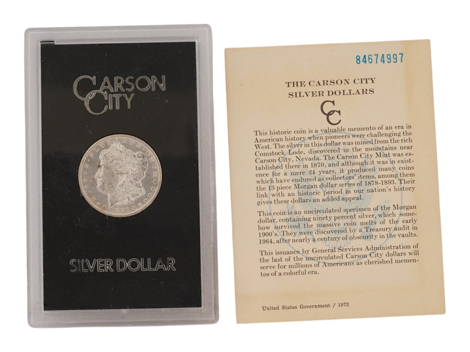 1883 CC MORGAN SILVER DOLLAR GSA W HOLDER AND COA (1 of 6)