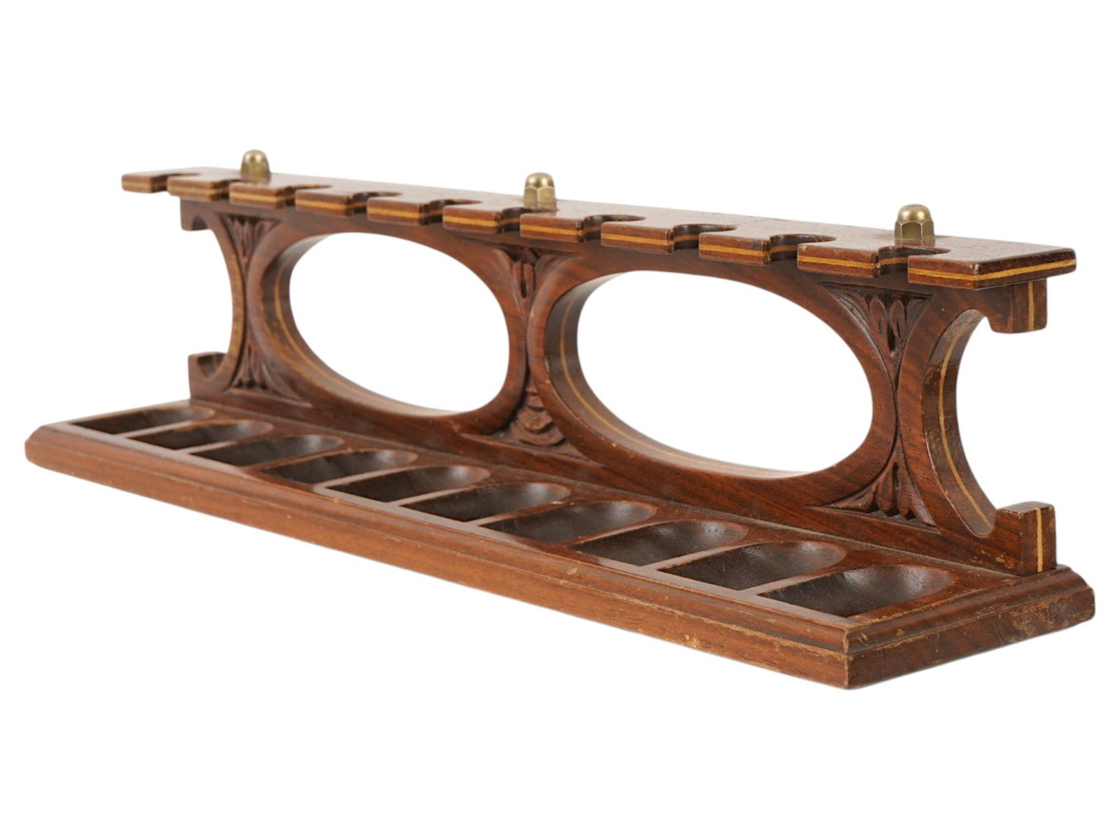 ANTIQUE CARVED WOODEN STAND FOR 10 PIPES (1 of 7)