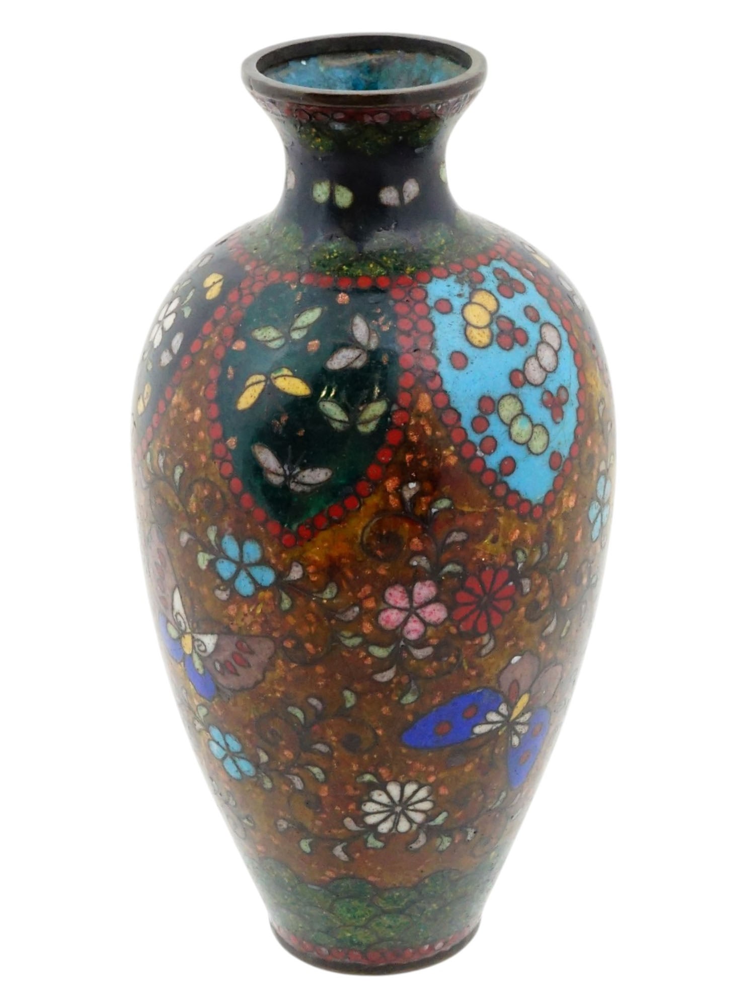 ANTIQUE JAPANESE MEIJI PERIOD CLOISONNE ENAMEL VASE (1 of 7)